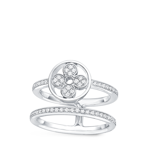 Idylle Blossom Two-Row Ring, White Gold And Diamonds in Jewellery's Categories All Fine Jewellery collections by Louis Vuitton (Product zoom)