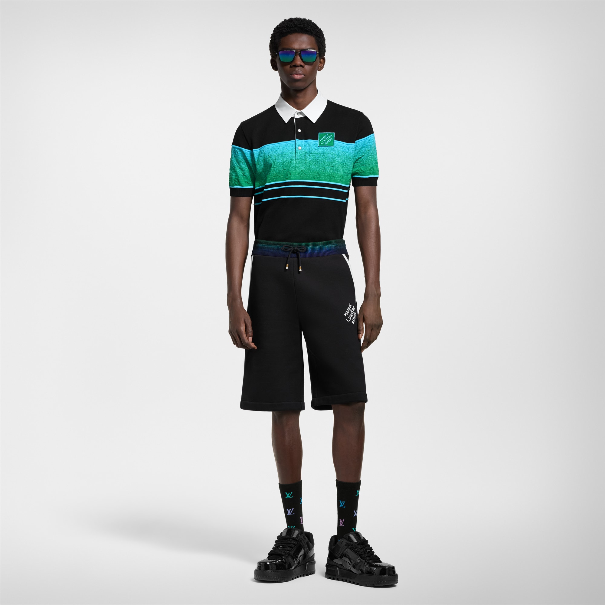 Iridescent Jacquard Short-Sleeved Polo    in Men