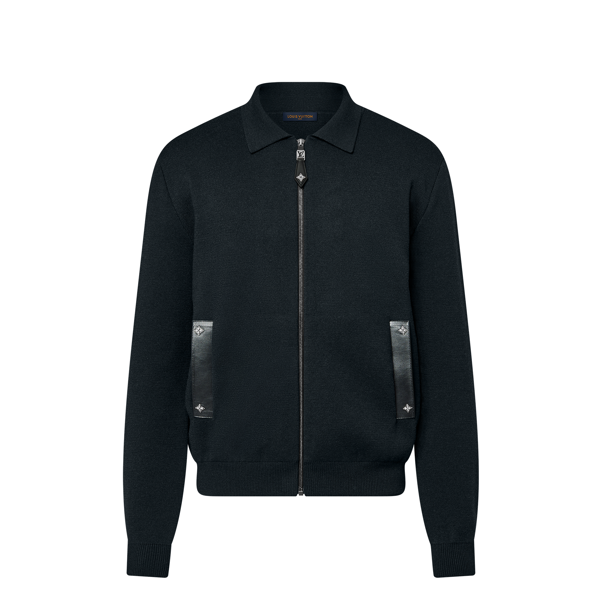 Knit Blouson With Leather Details  in Men