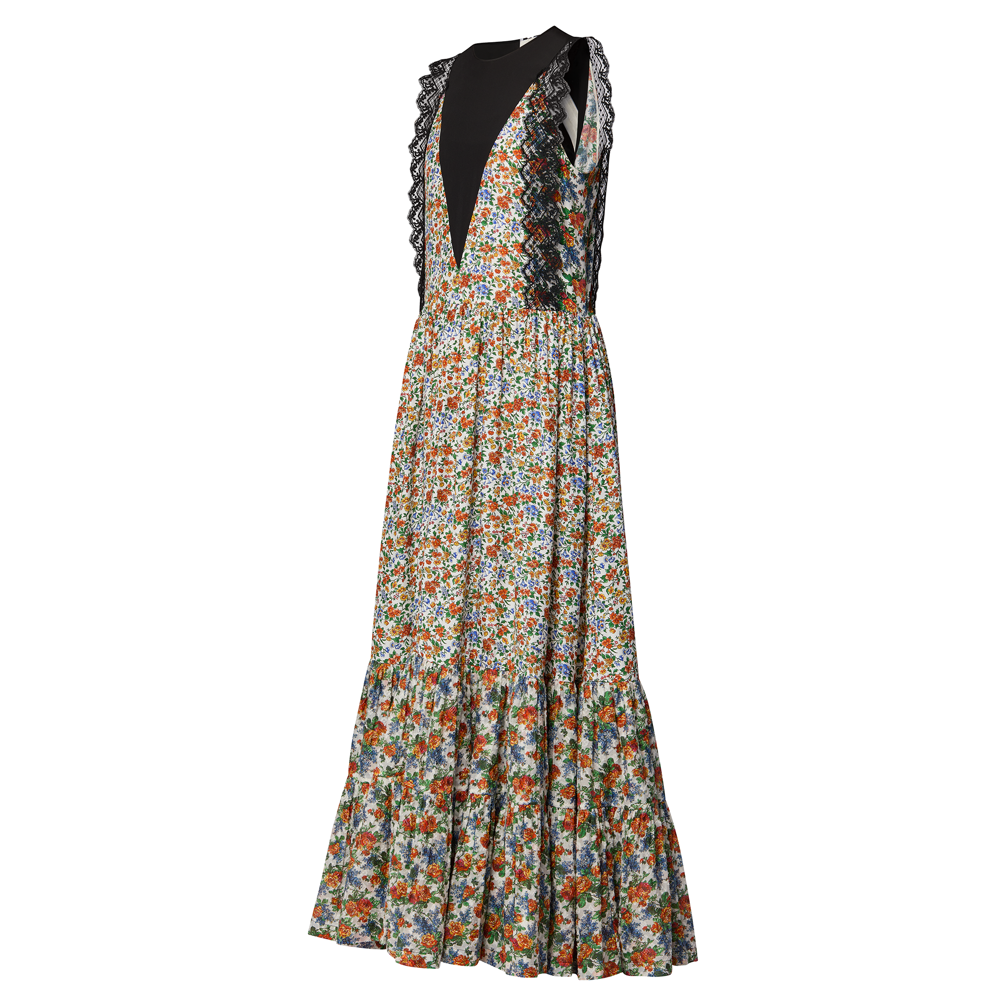 Lace Trim Mixed Floral Dress  in Women