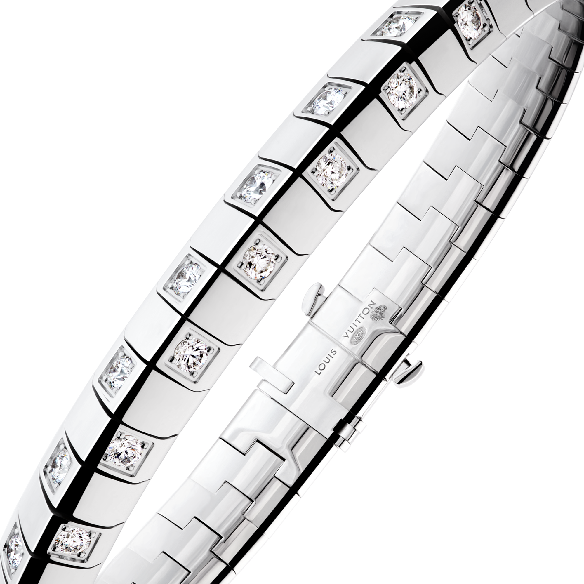 Le Damier de Louis Vuitton Large Bracelet, White Gold and Diamonds  in Jewellery