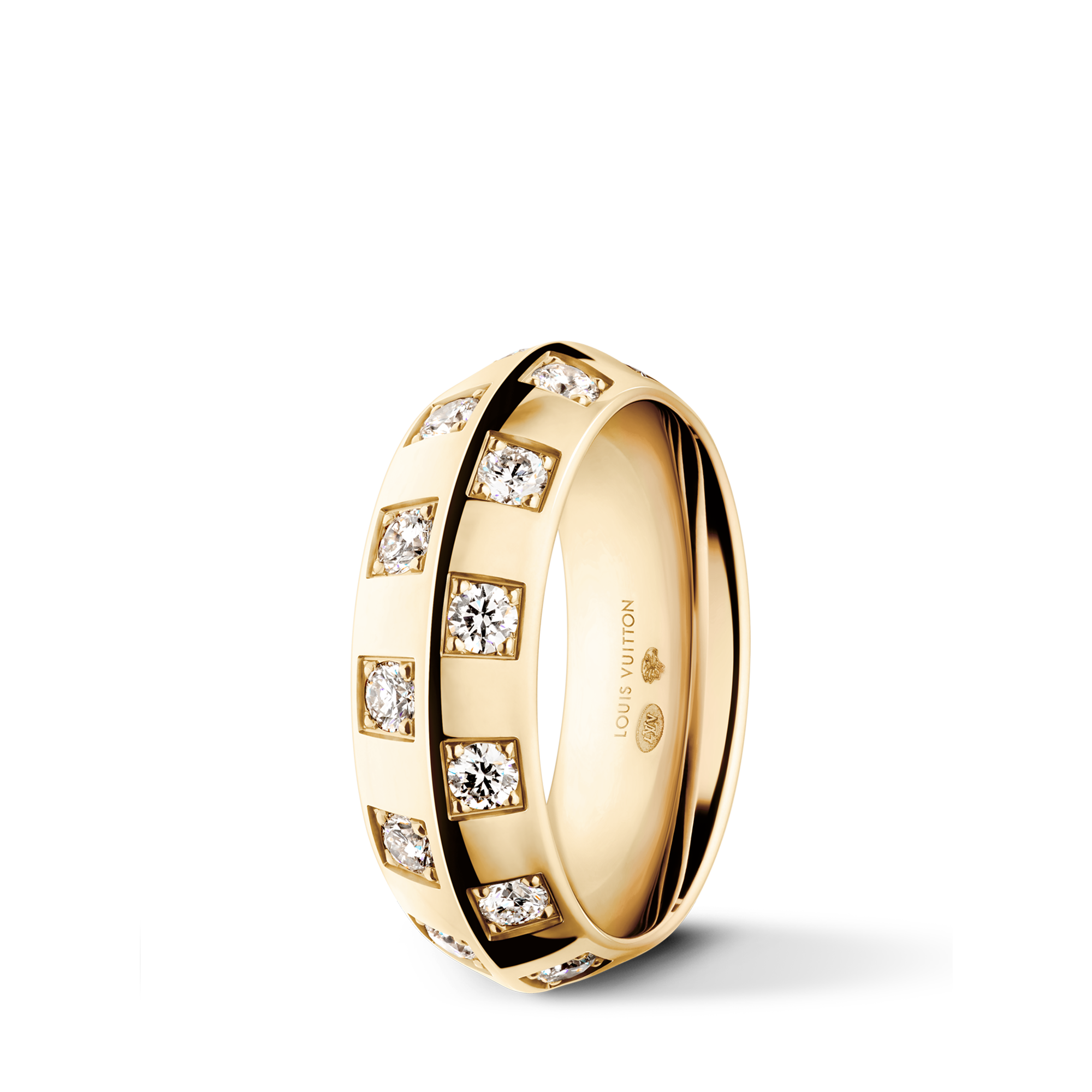 Le Damier de Louis Vuitton Large Ring, Yellow Gold and Diamonds  in Jewellery