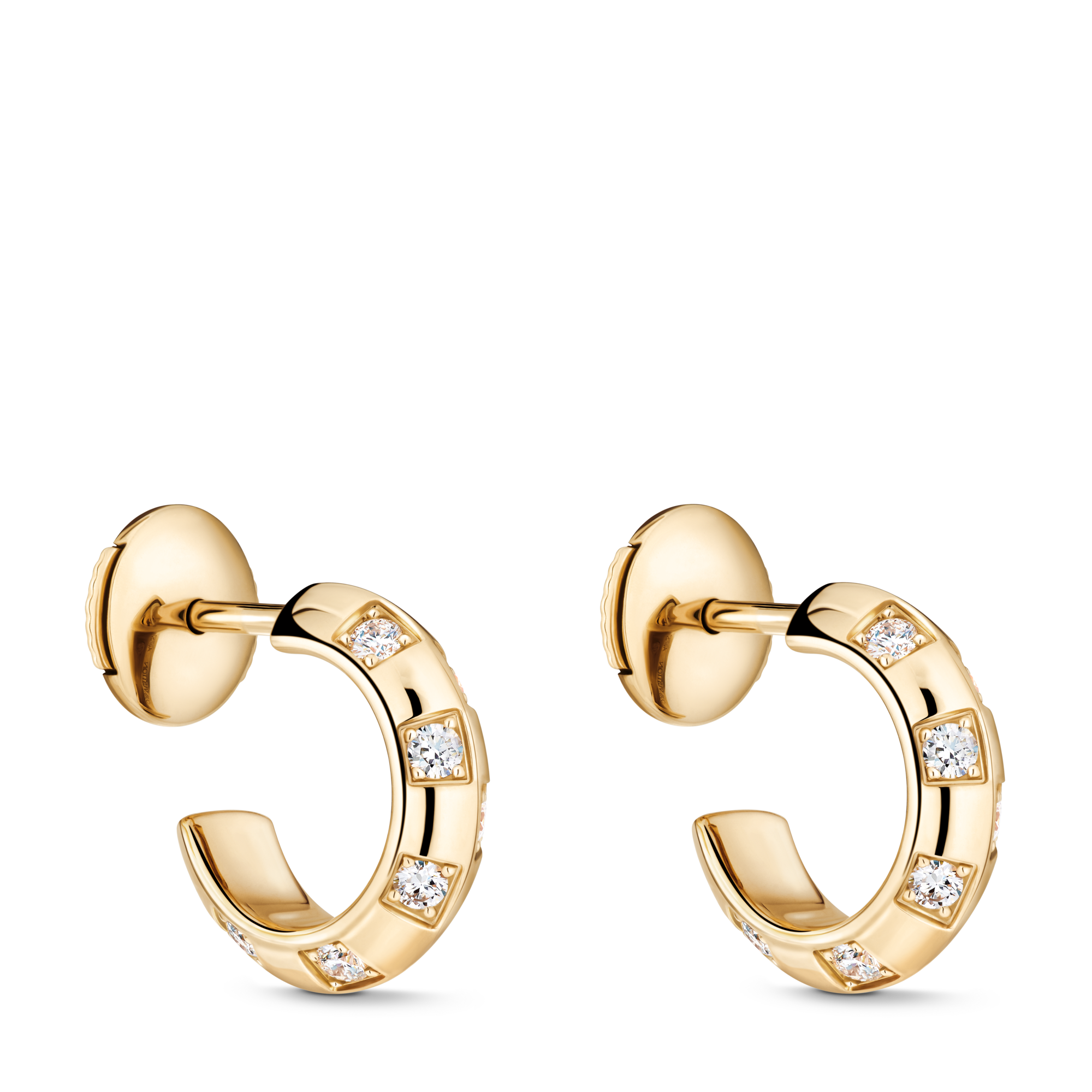 Le Damier de Louis Vuitton Small Hoops, Yellow Gold and Diamonds  in Jewellery