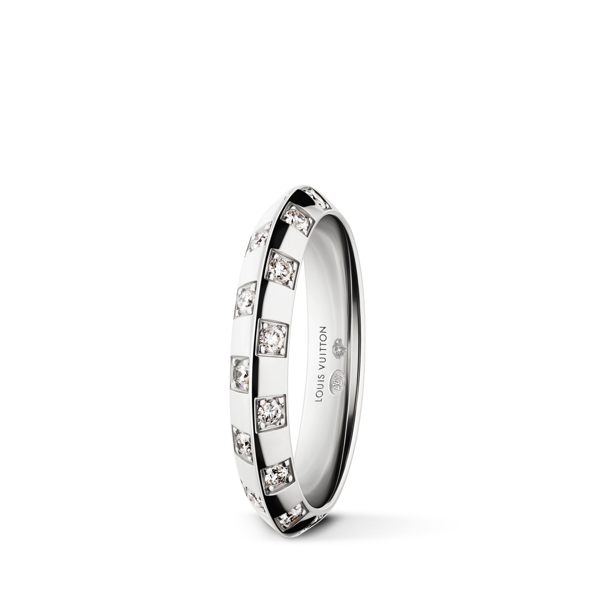 Le Damier de Louis Vuitton Small Ring, White Gold and Diamonds  in Les Extraordinaires