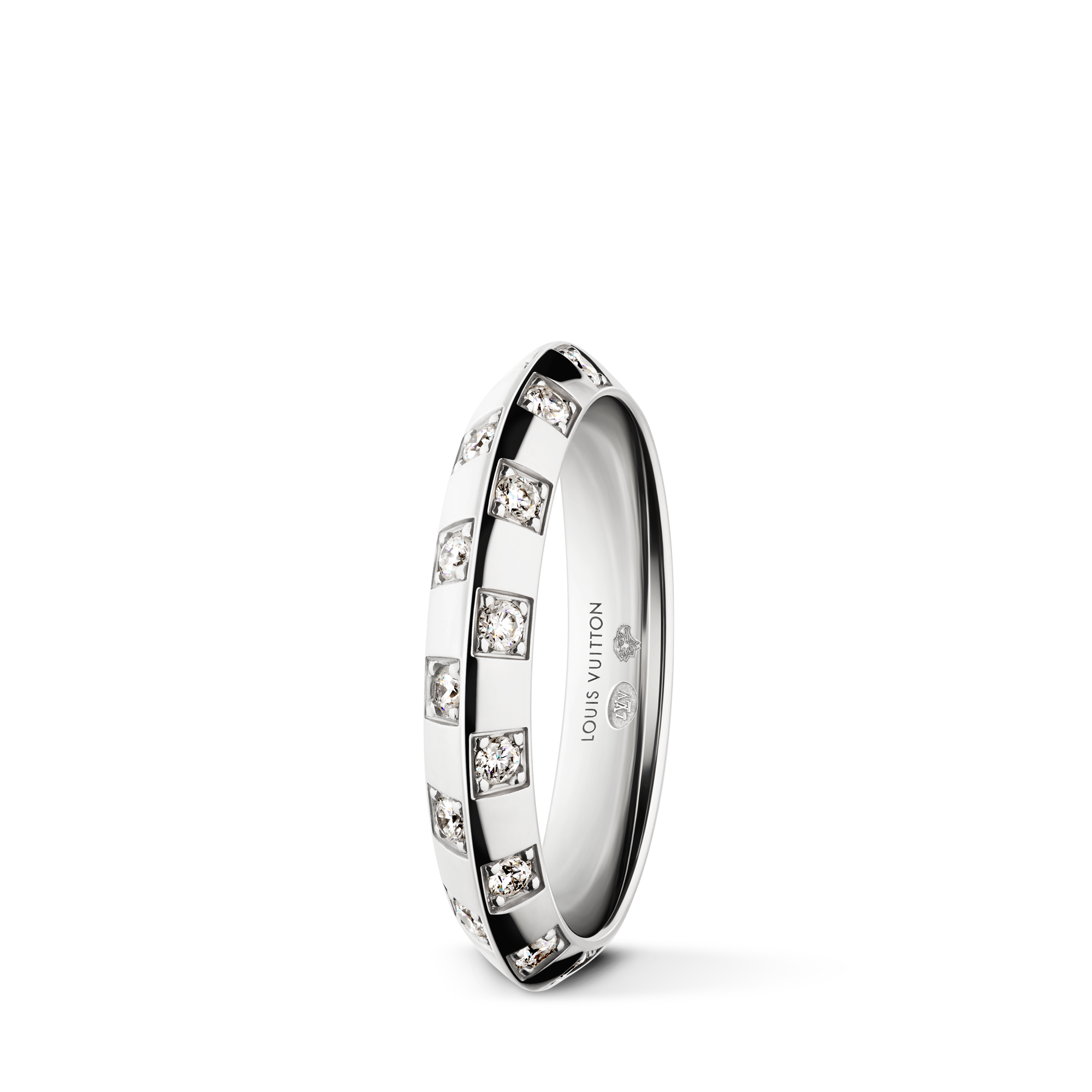Le Damier de Louis Vuitton Small Ring, White Gold and Diamonds  in Les Extraordinaires