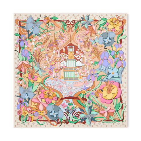 Leather Flowers Square 90 . in Women's Accessories Silk Squares and Bandeaus collections by Louis Vuitton (Product zoom)