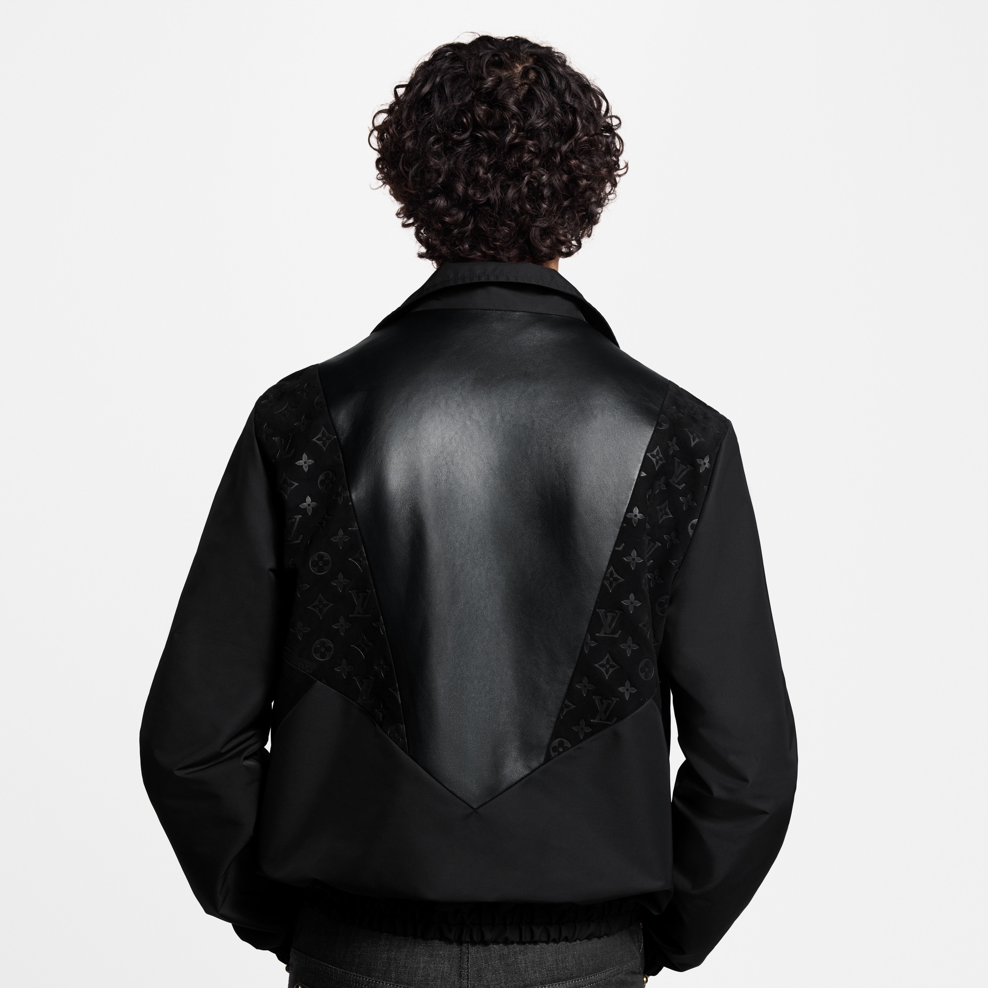 Leather Mix Track Top  in Men