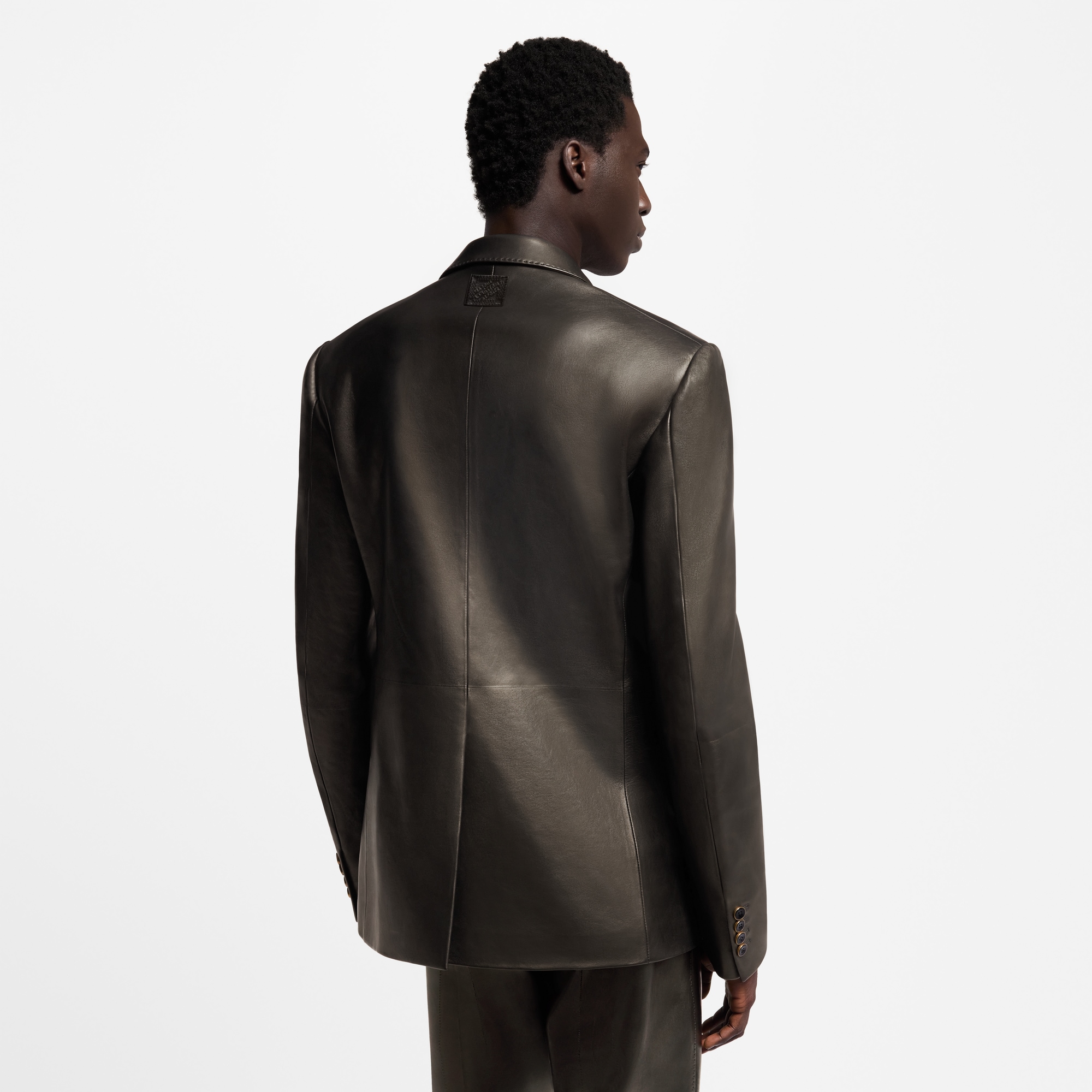 Leather Single-Breasted Jacket  in Men
