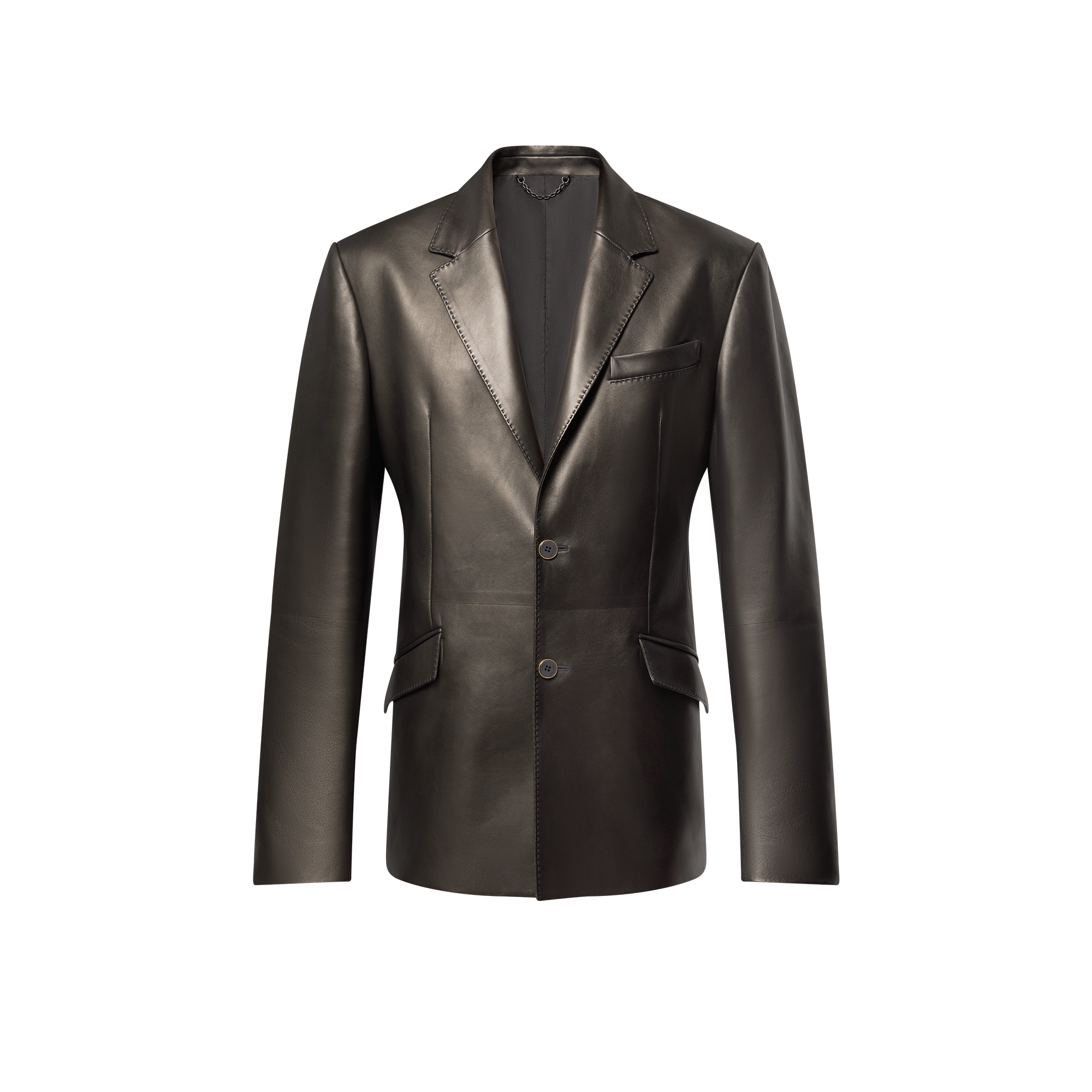 Leather Single-Breasted Jacket  in Men