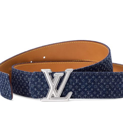 LV Dimension Monogram Reflective Denim 40mm Reversible Belt detail view