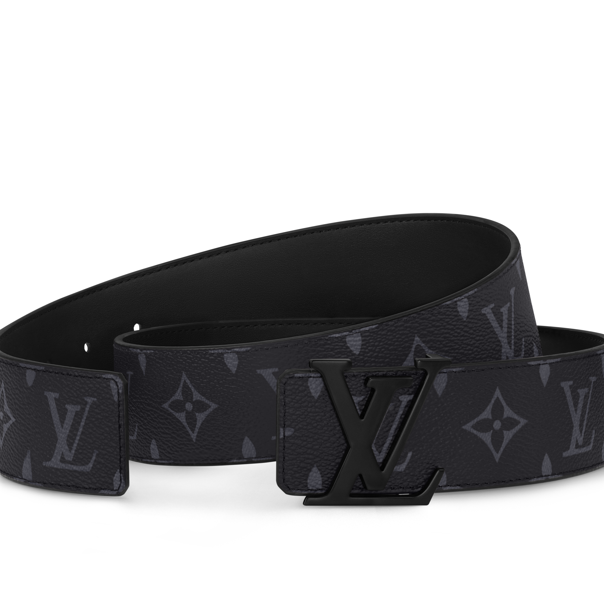 LV Initiales 40mm Matte Black Belt  in Men