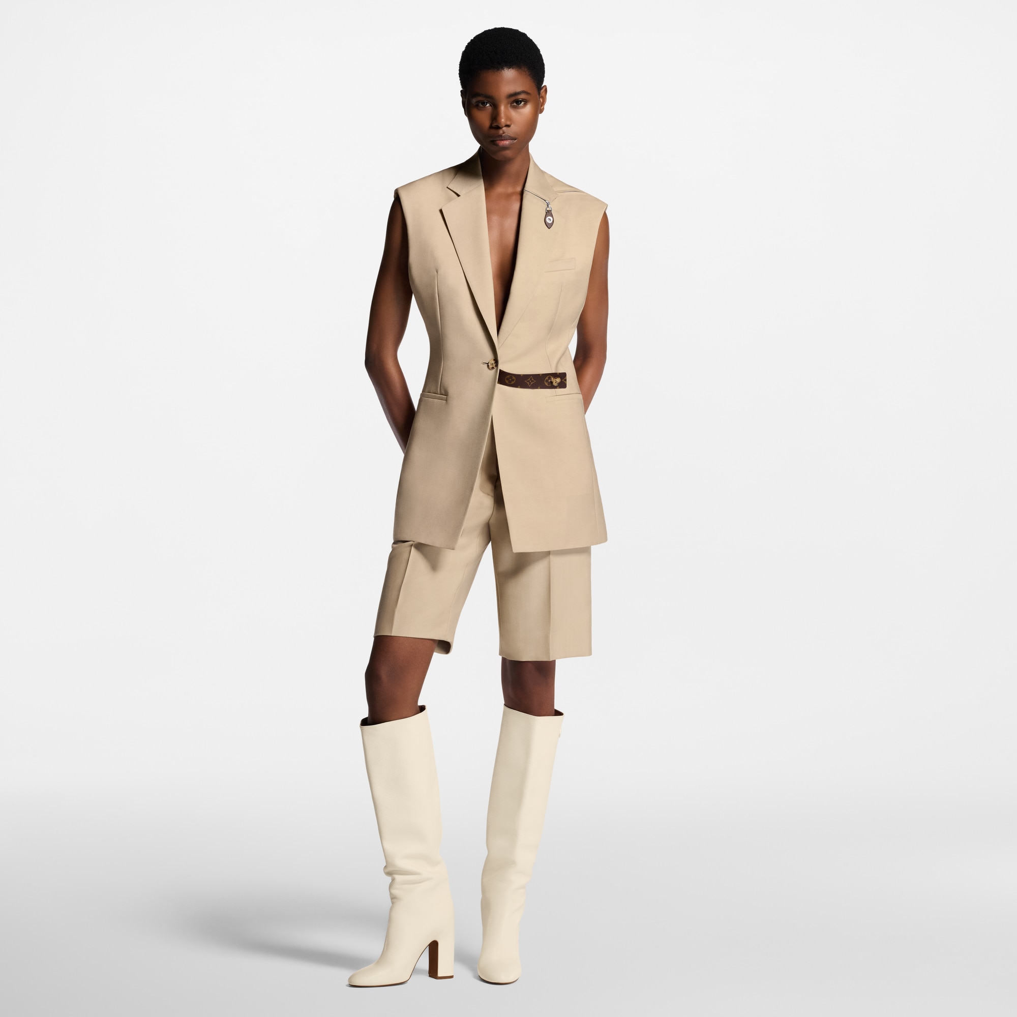 Monogram Accent Sleeveless Blazer  in Women