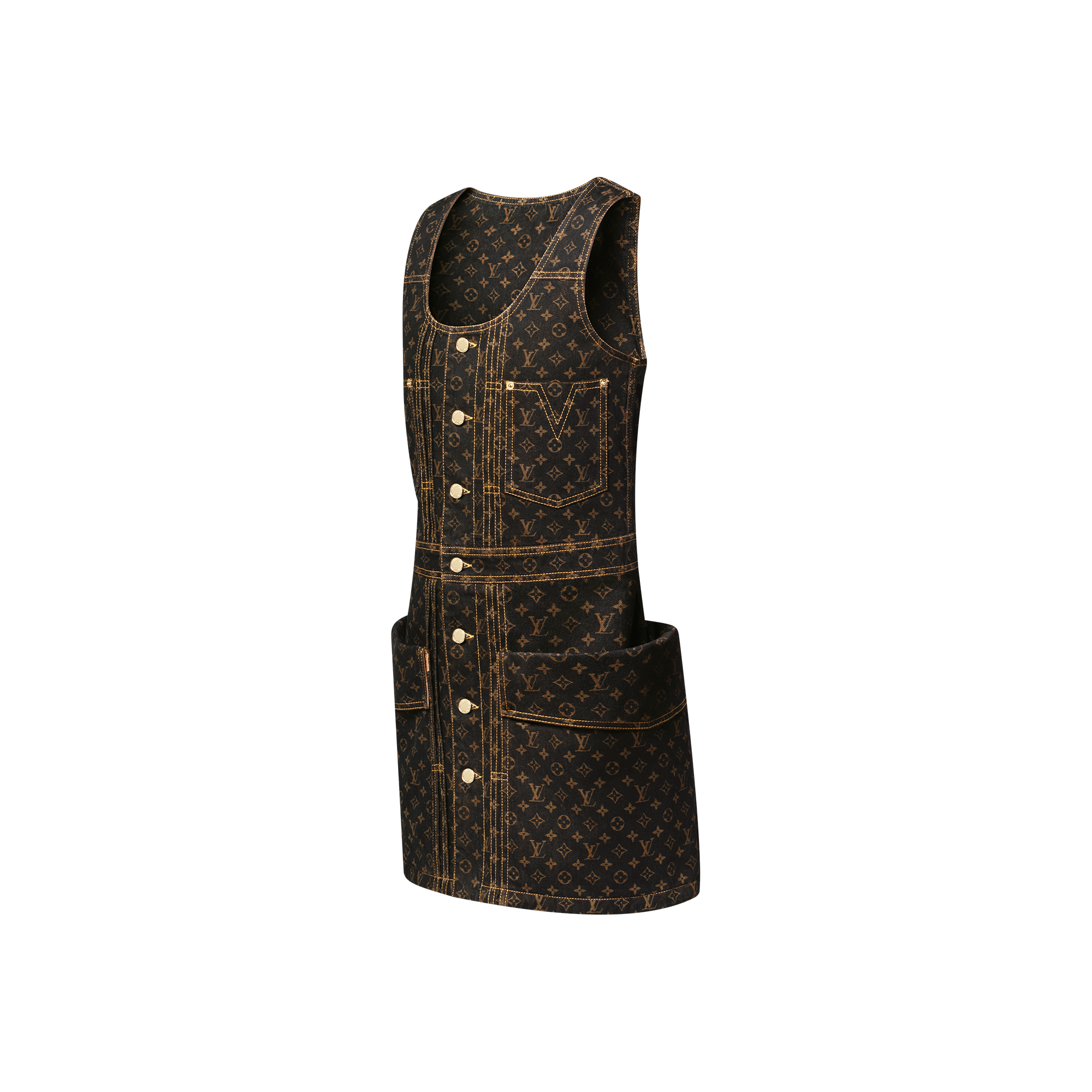 Monogram Denim Button Front Dress  in Women