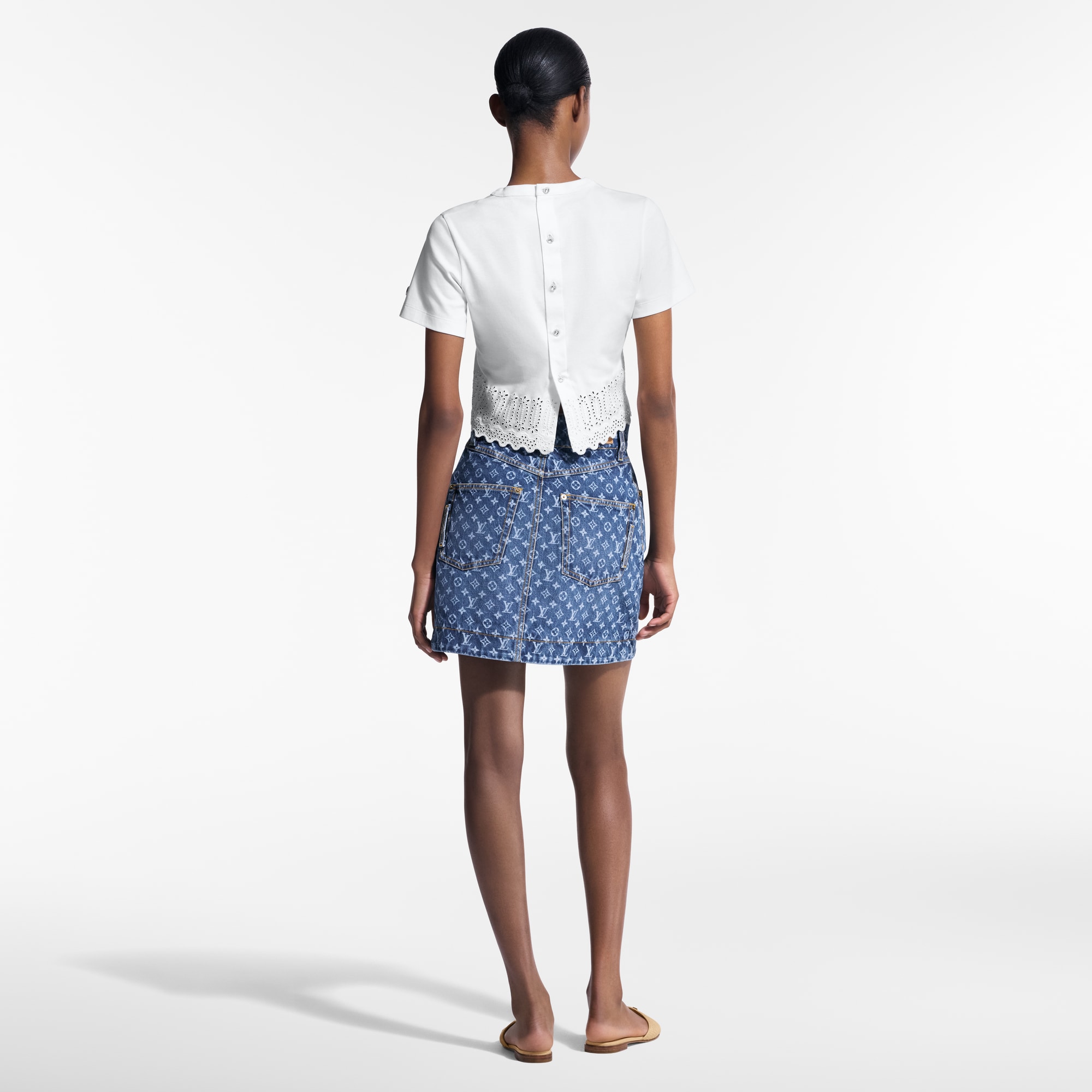 Monogram Denim Mini Skirt   in Women