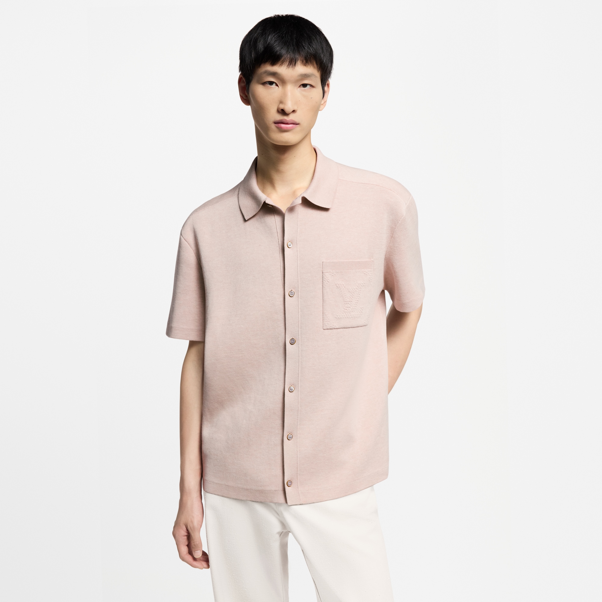 Monogram Embossed Short-Sleeved Knit Shirt  in Men