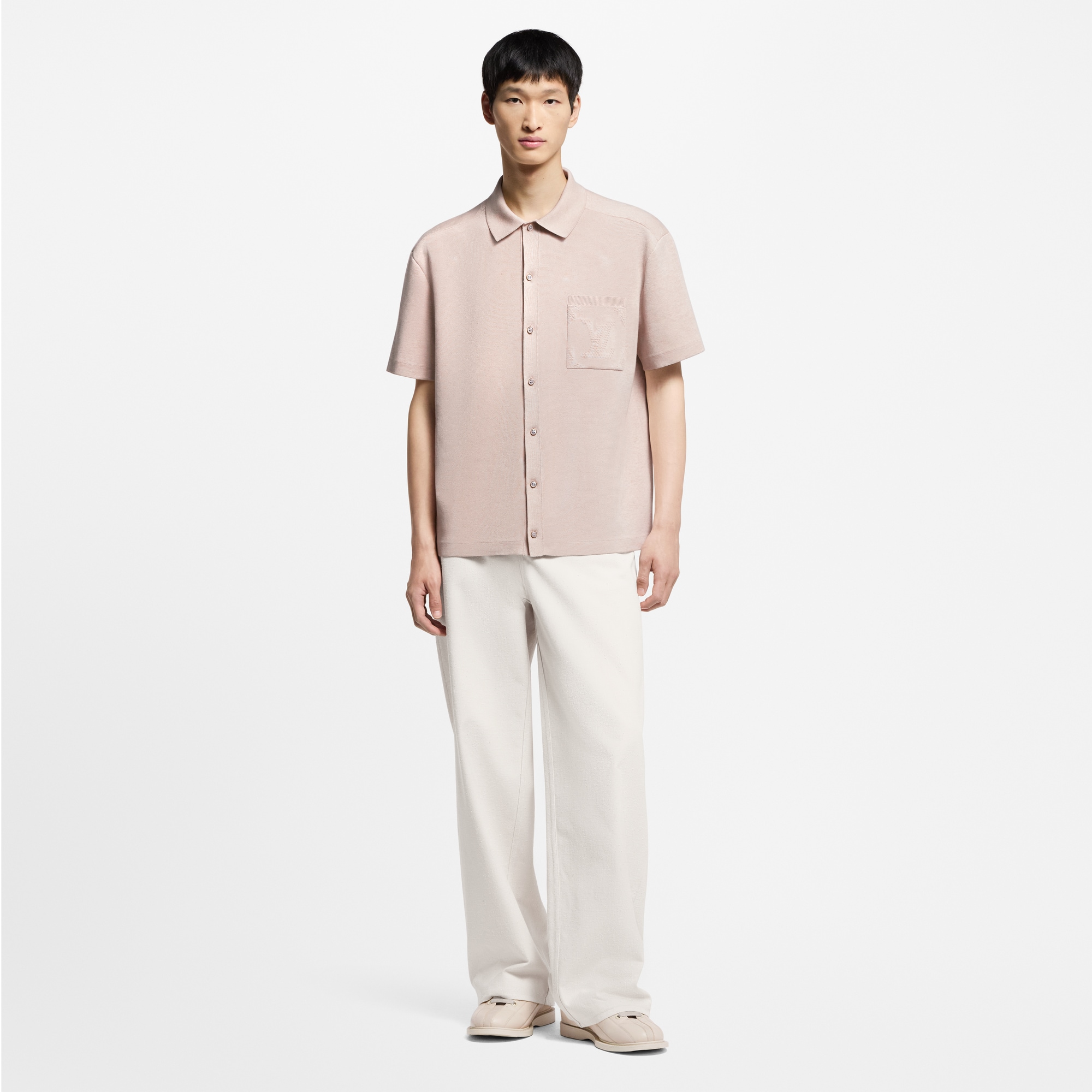 Monogram Embossed Short-Sleeved Knit Shirt  in Men