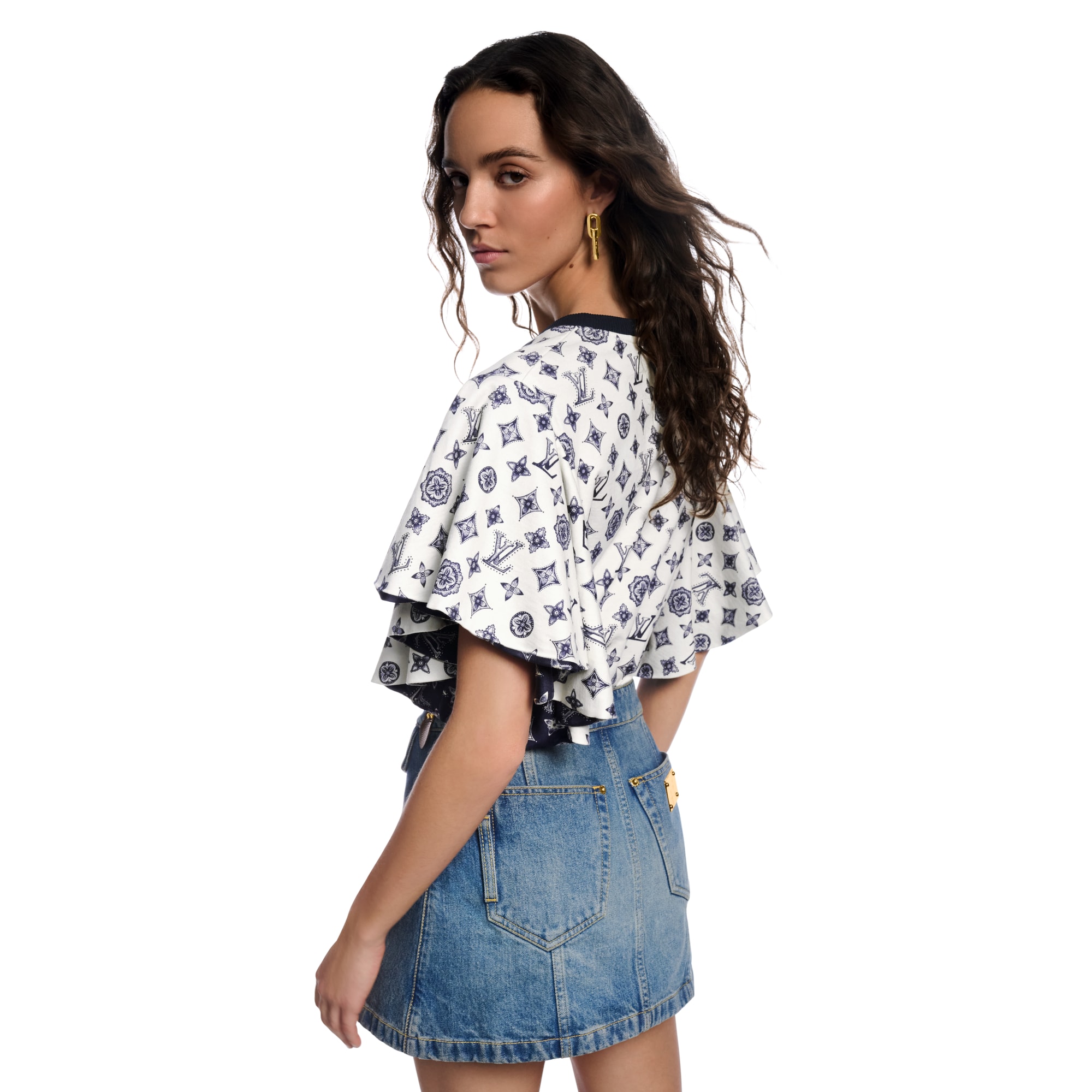 Monogram Flounce Sleeve T-Shirt  in Women