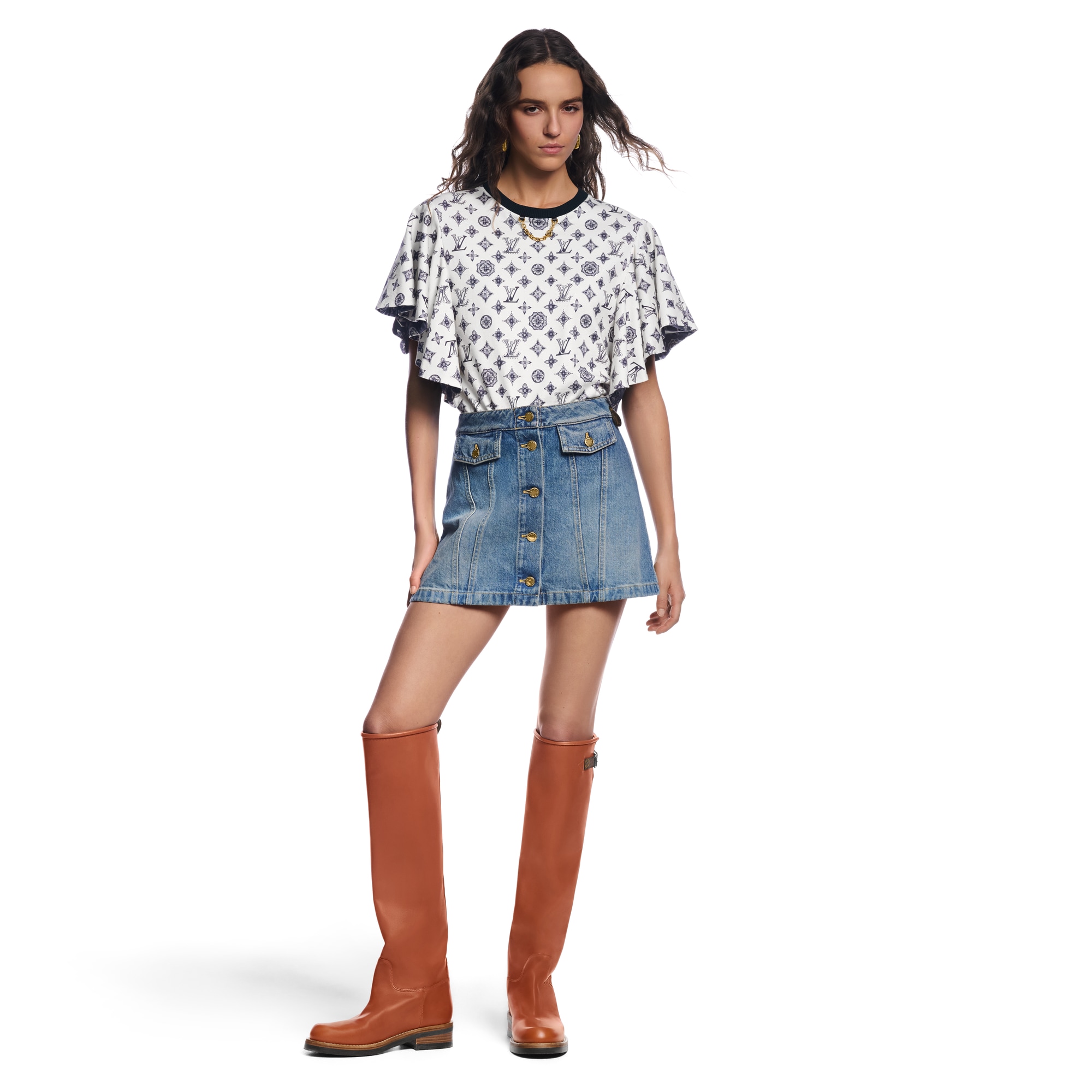 Monogram Flounce Sleeve T-Shirt  in Women