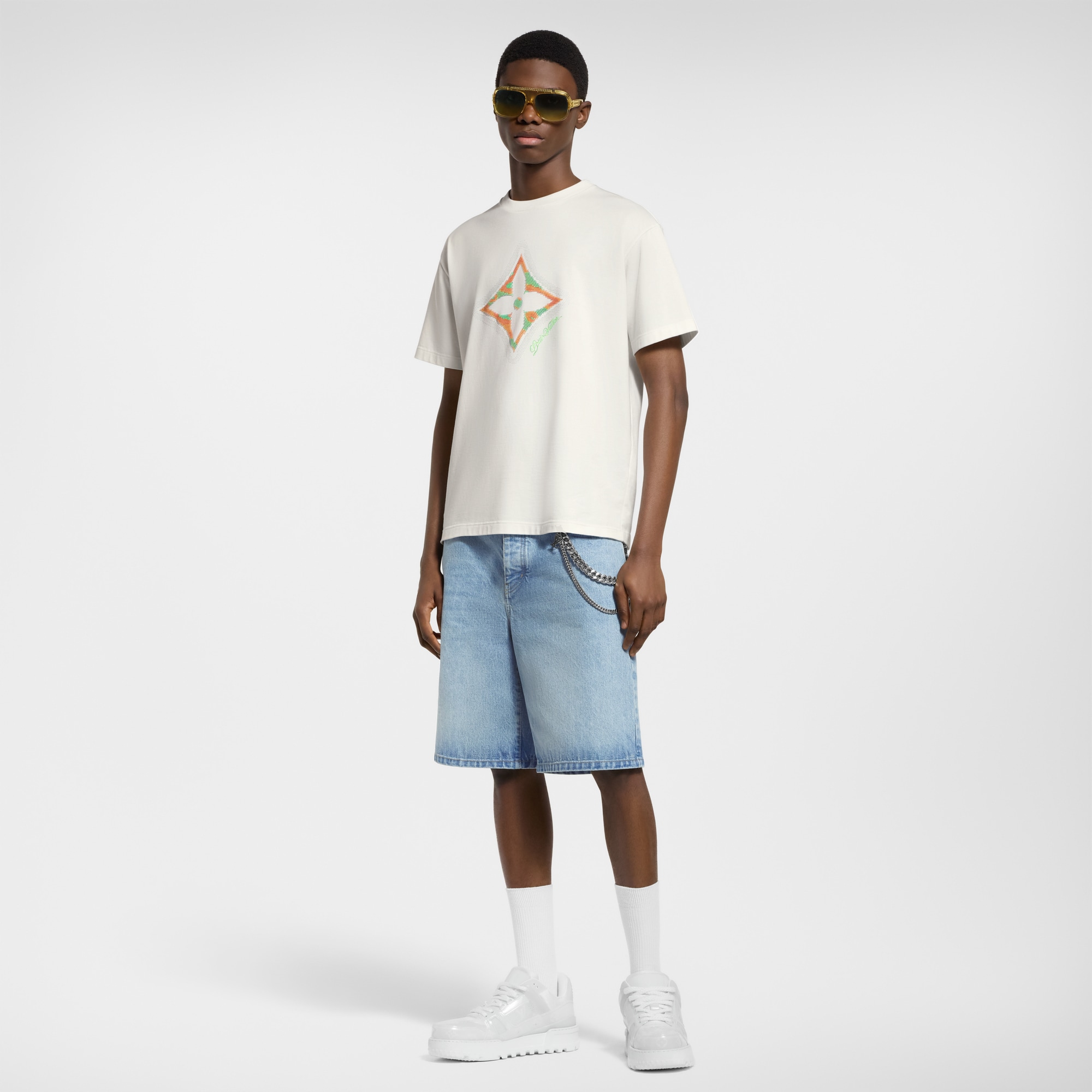 Monogram Flower 3D Gradient Print T-Shirt  in Men