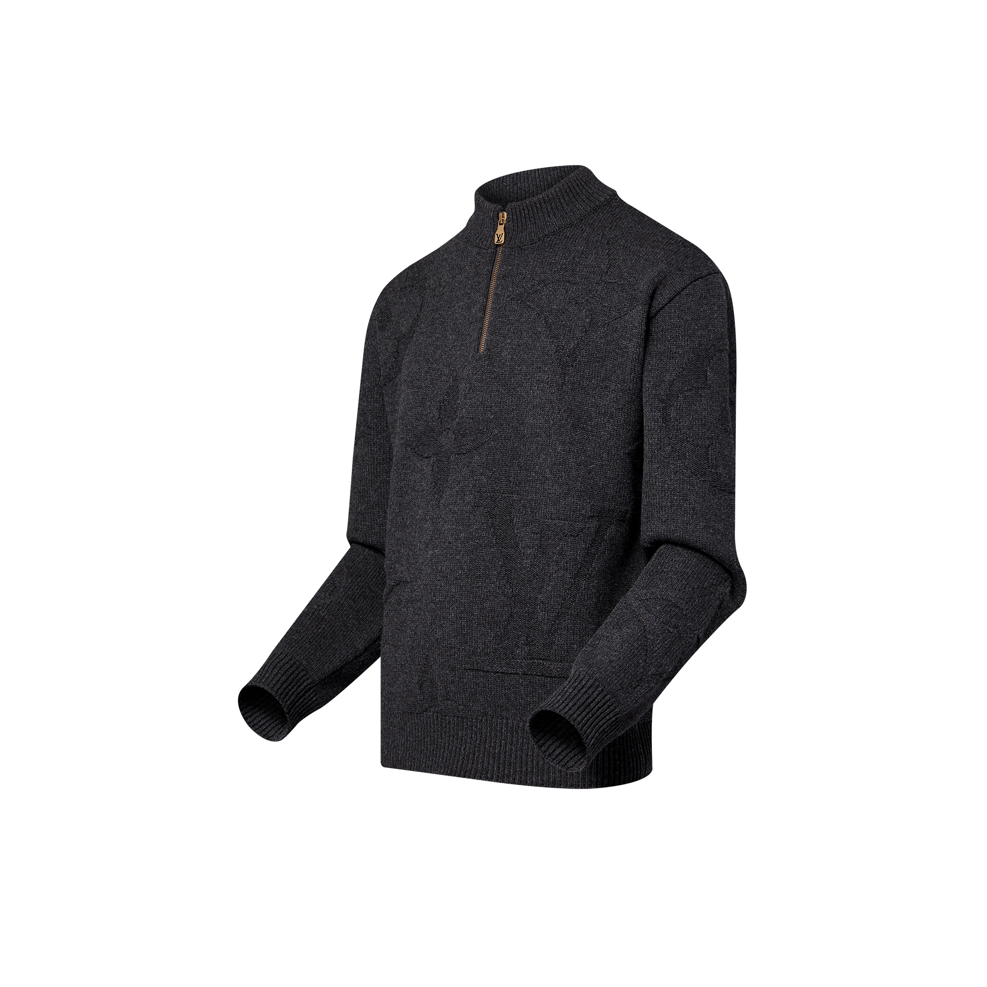 Monogram Jacquard Wool Half Zip Pullover  in Men