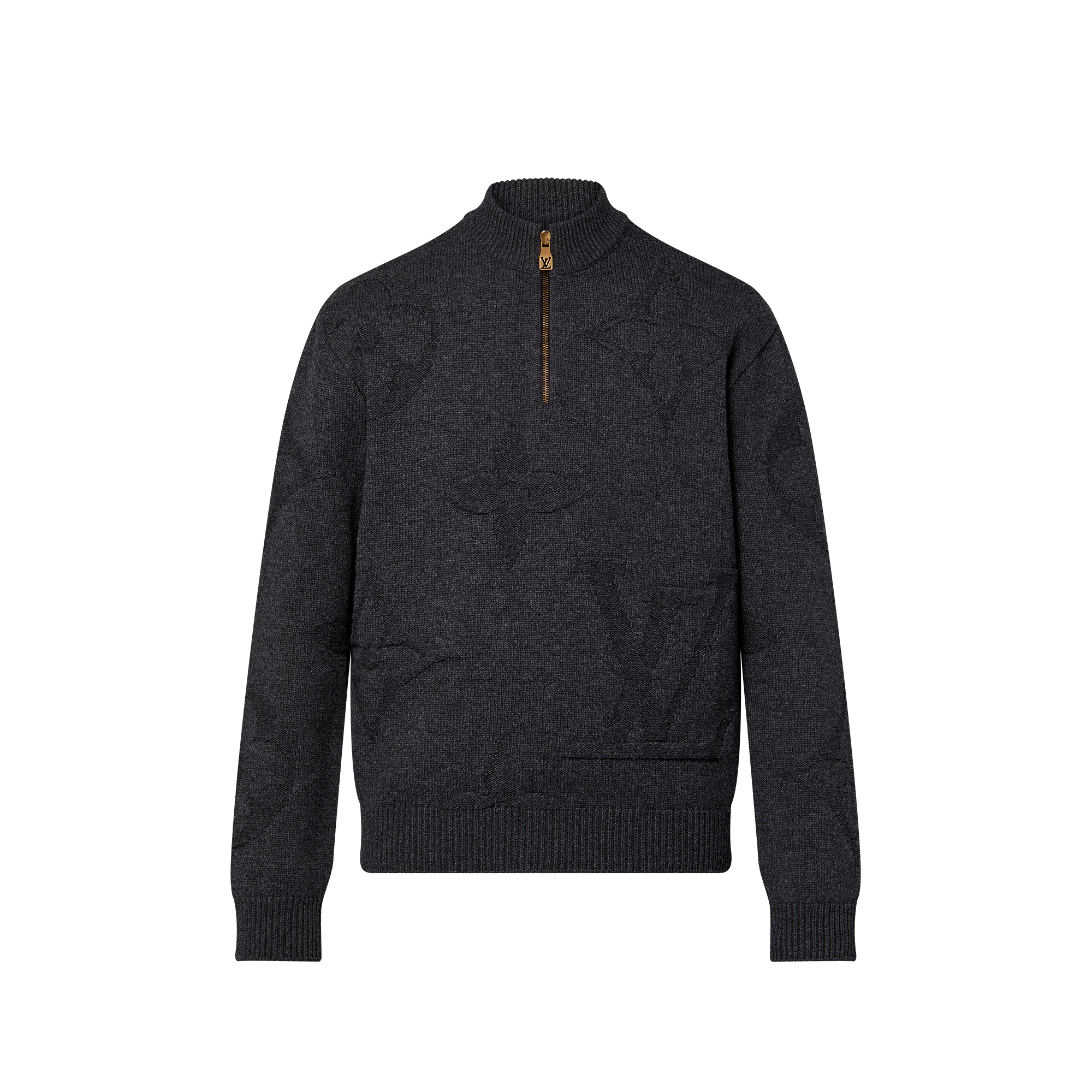 Monogram Jacquard Wool Half Zip Pullover  in Men