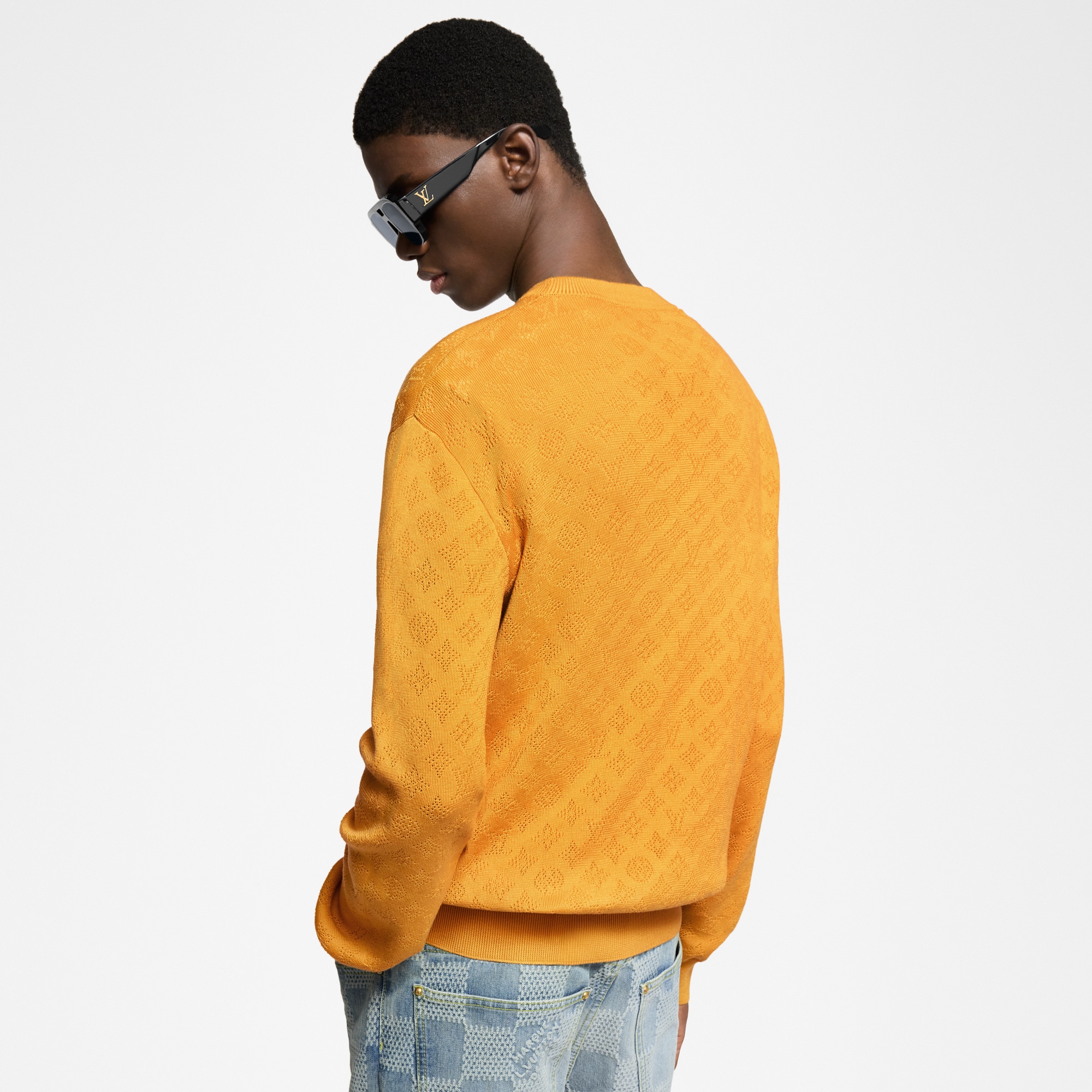 Monogram Pointelle Cotton Pullover  in Men