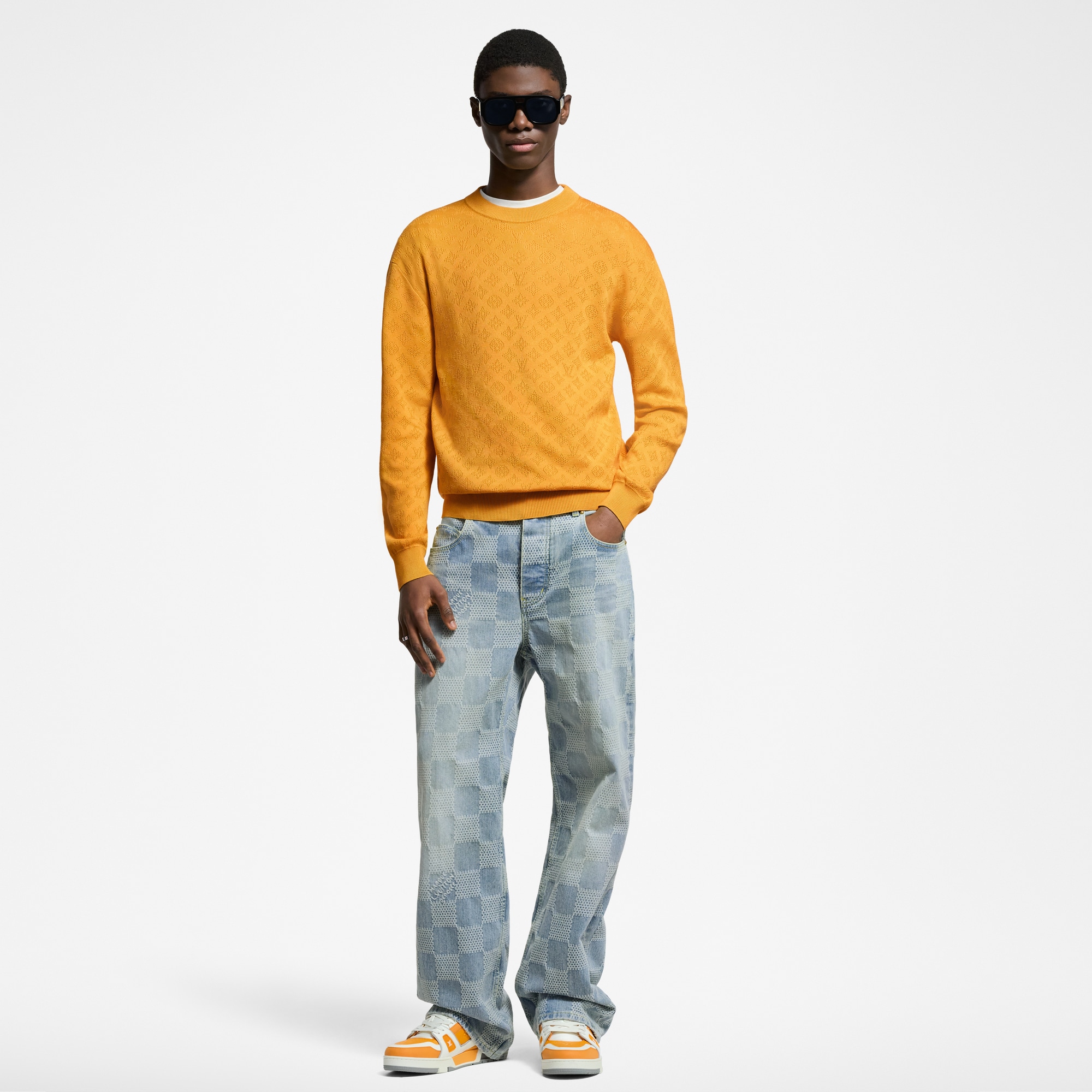 Monogram Pointelle Cotton Pullover  in Men