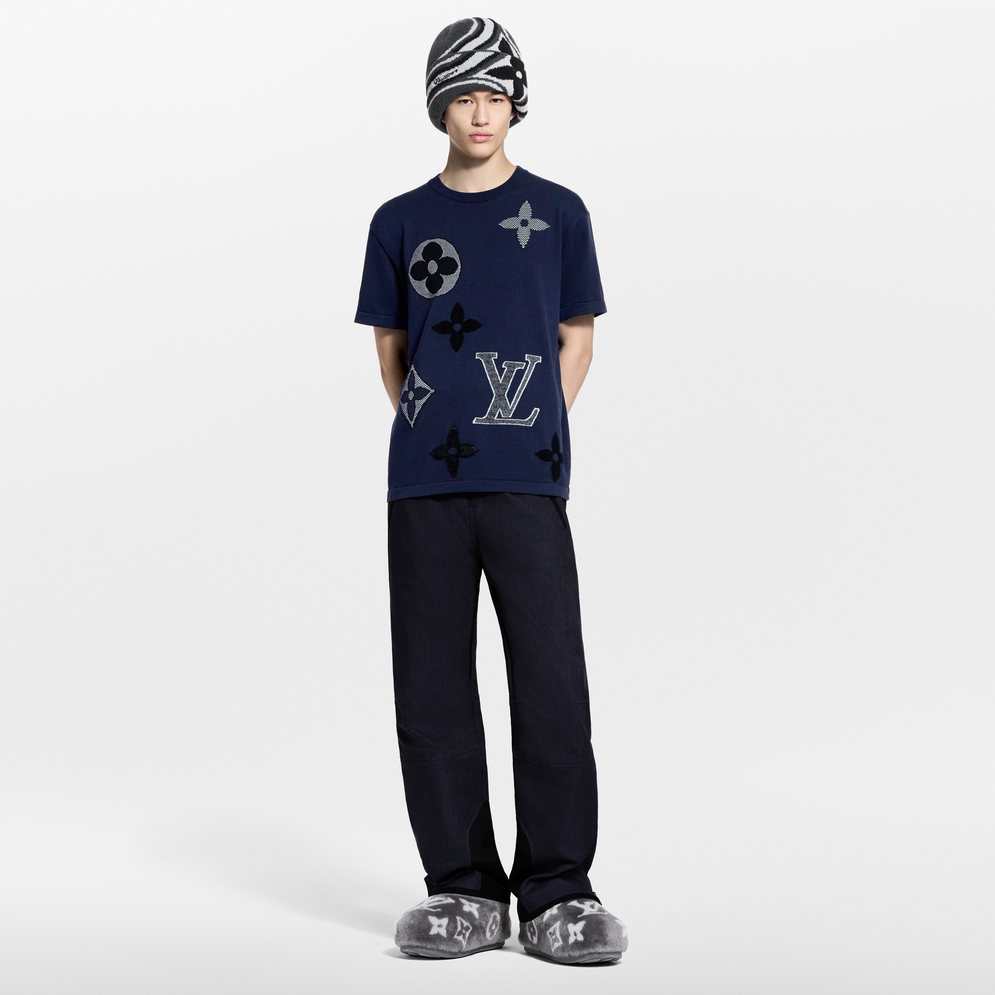 Monogram Short-Sleeved Knitted Crewneck  in New