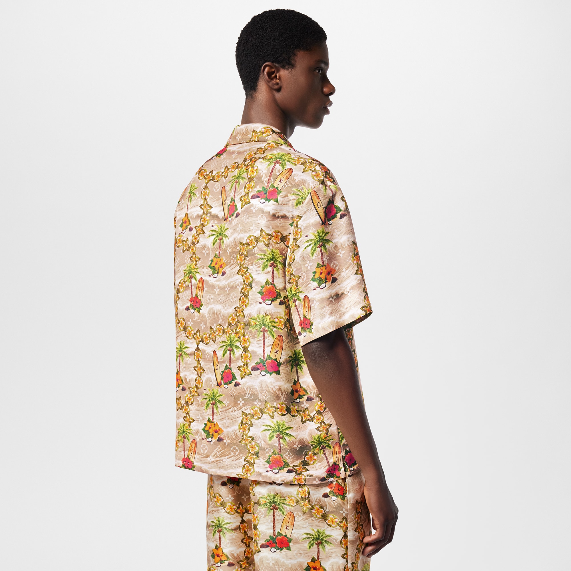 Monogram Short-Sleeved Silk Shirt  in Men