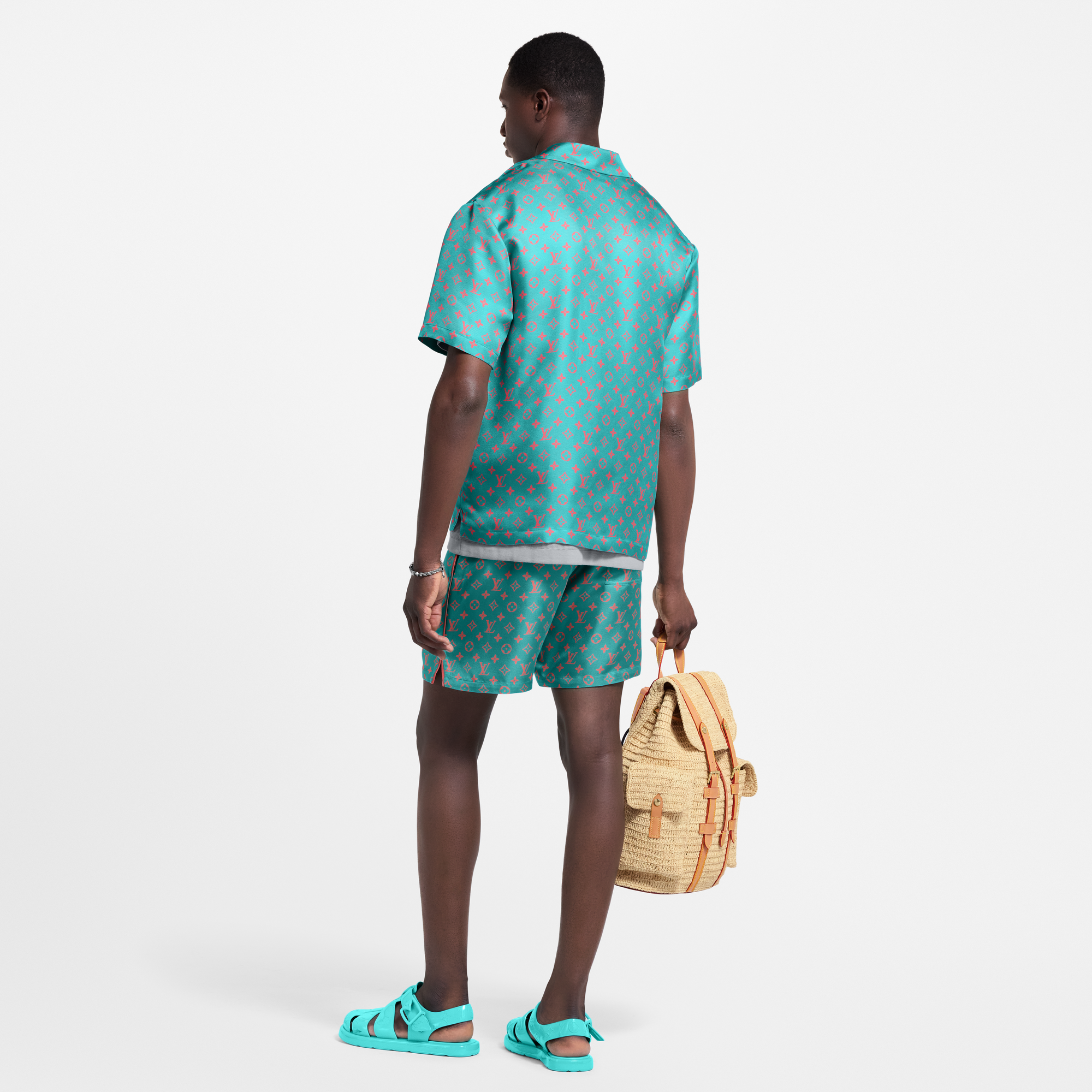 Monogram Short-Sleeved Silk Shirt  in Men