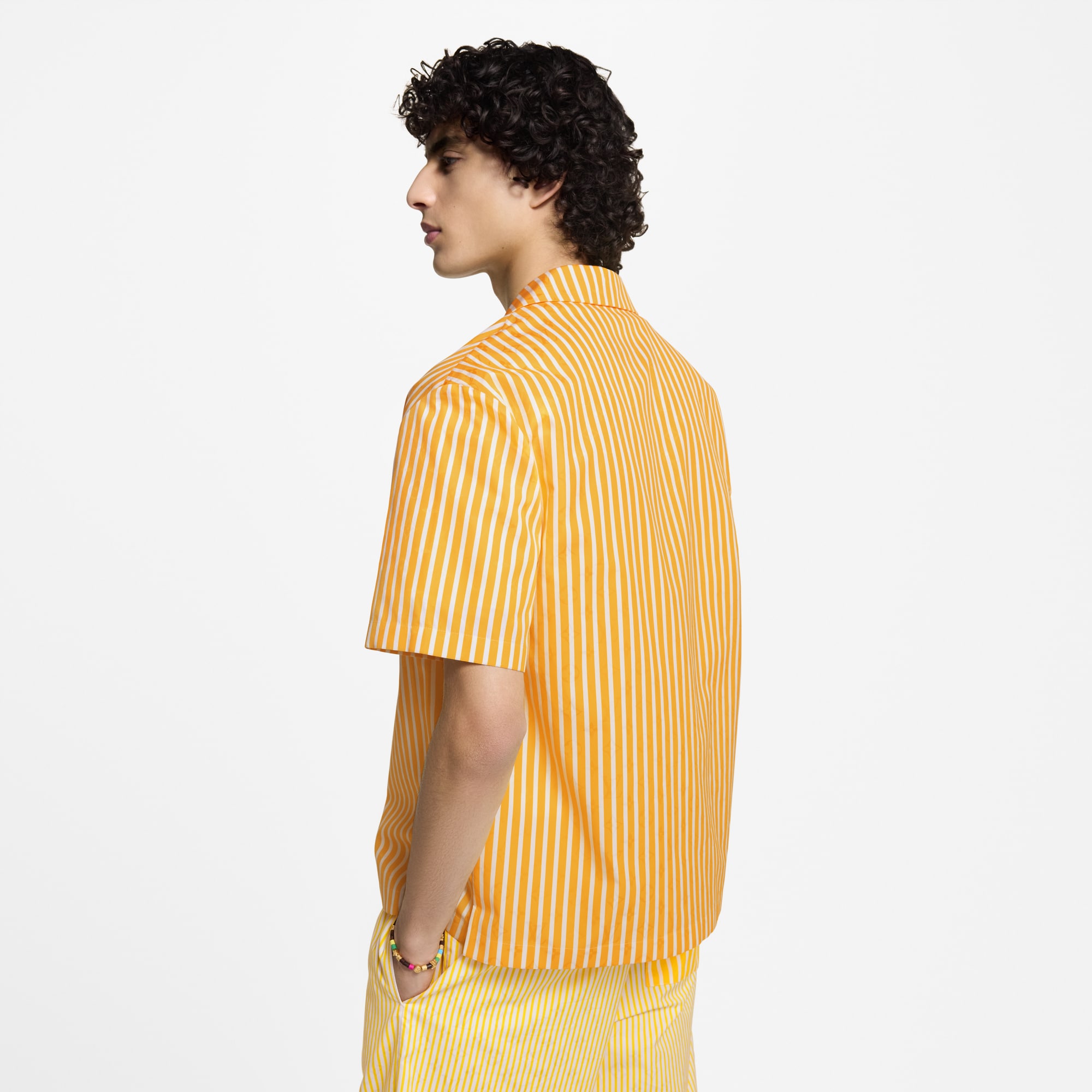 Monogram Striped Patchwork Short-Sleeved Shirt  in Men