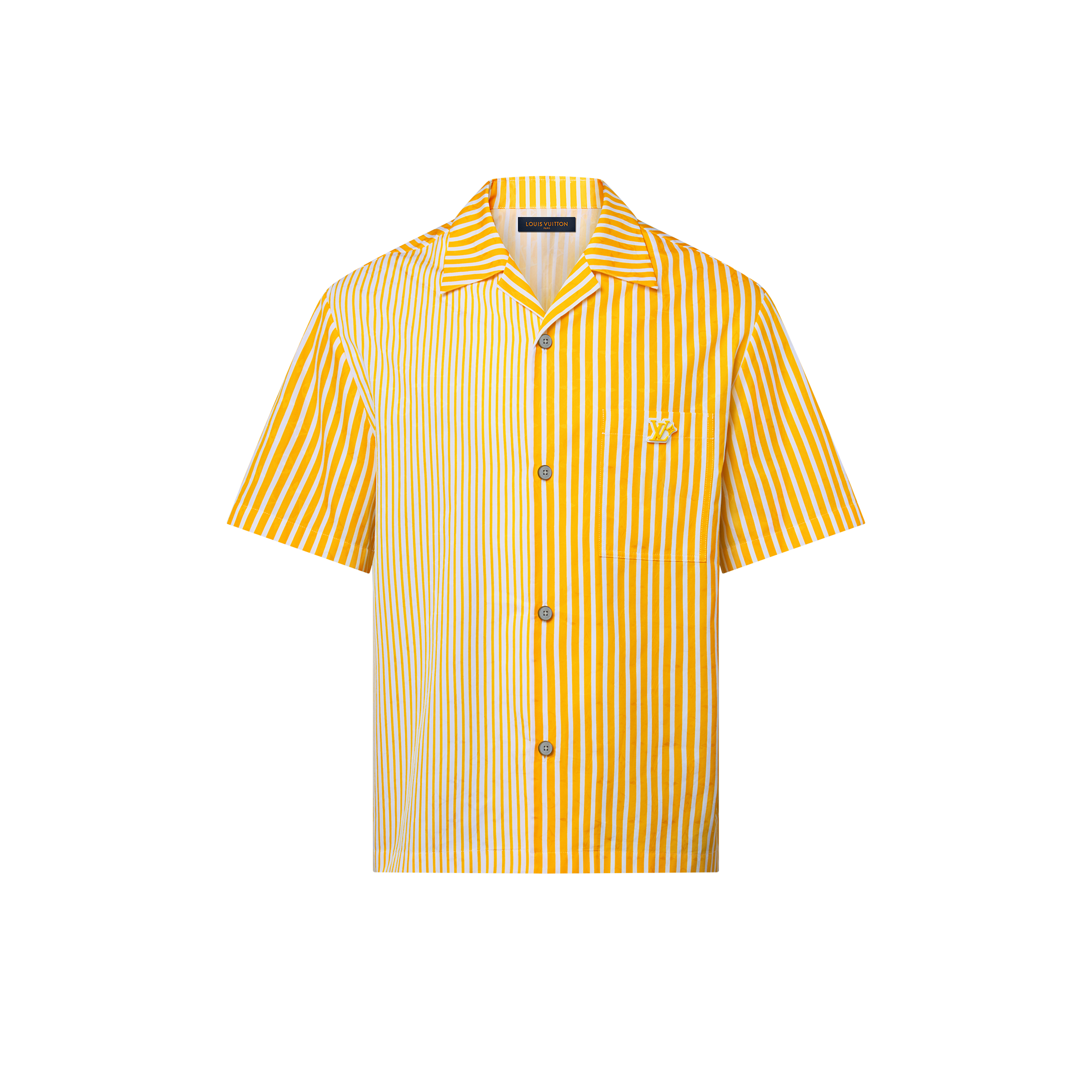 Monogram Striped Patchwork Short-Sleeved Shirt  in Men