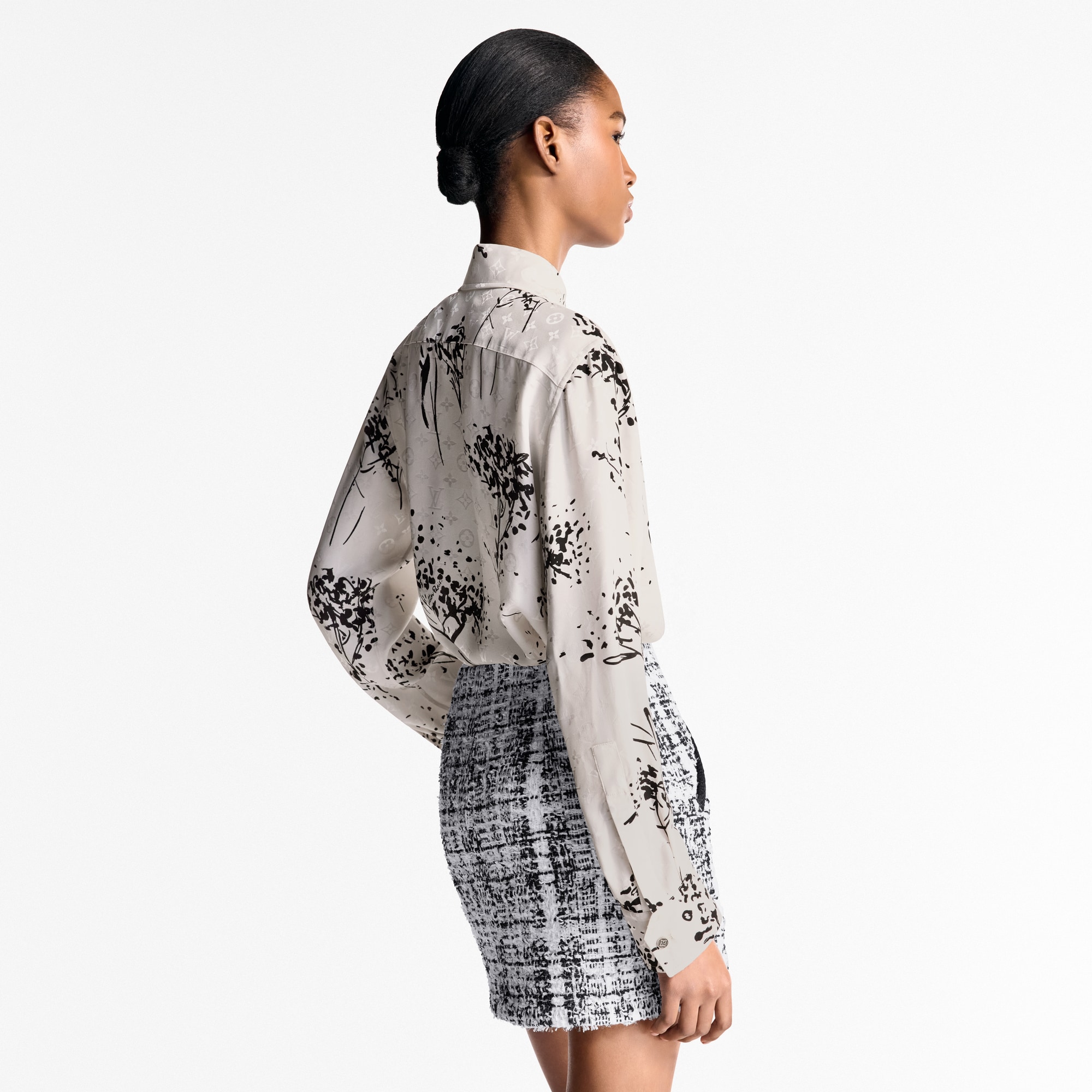Monogram Tree Silk Shirt   in Women
