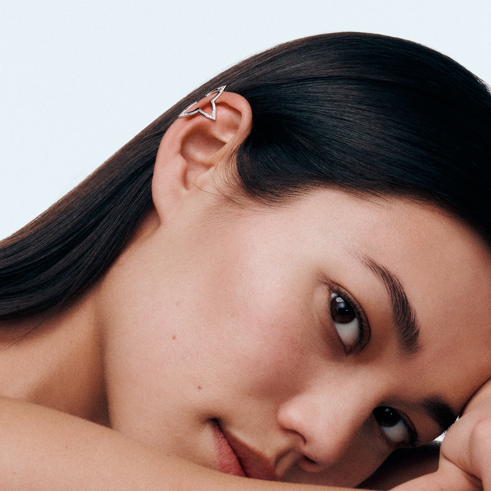 Ombre Blossom Ear Cuff, White Gold and Diamonds  in Jewellery