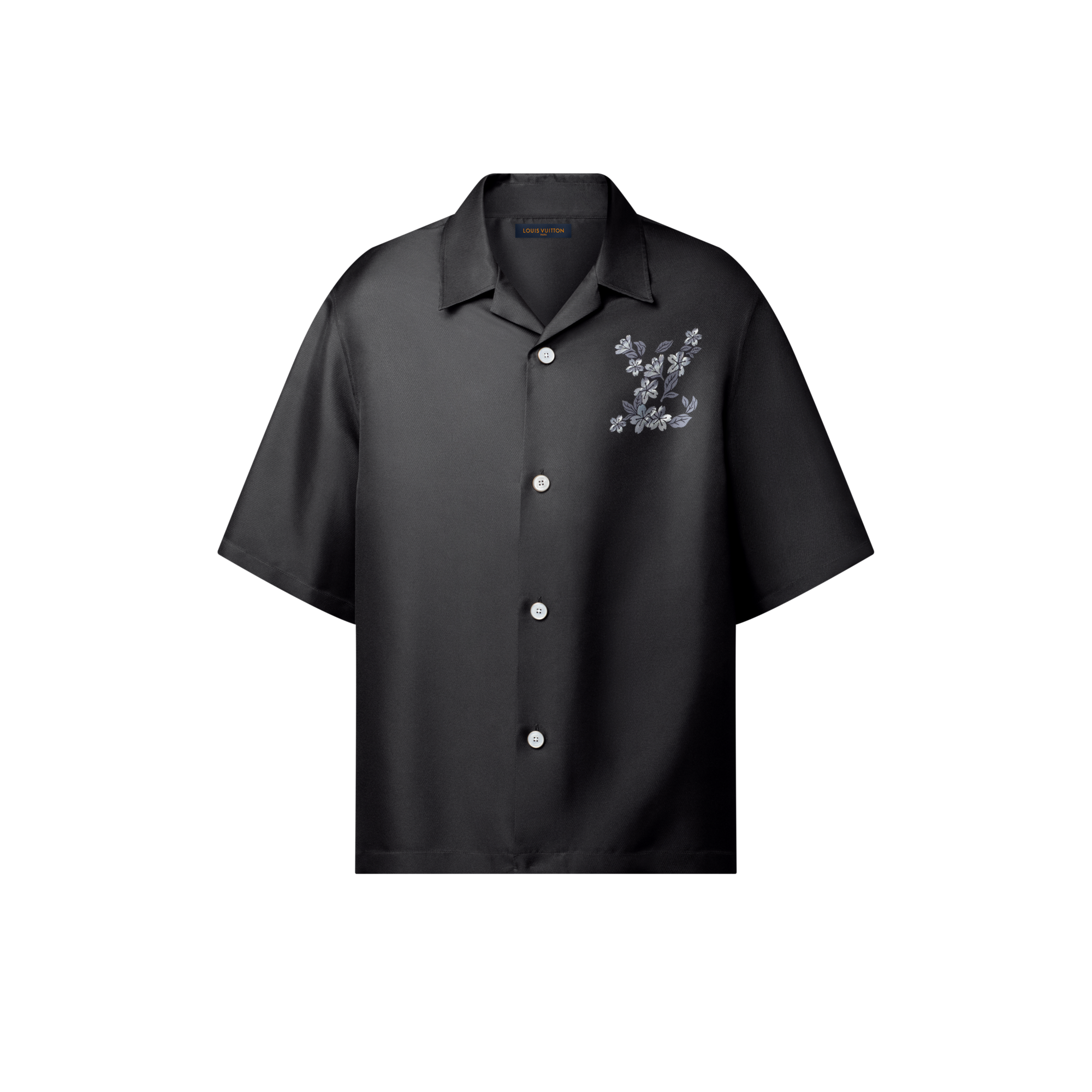 Printed Signature Silk Shirt  in Men