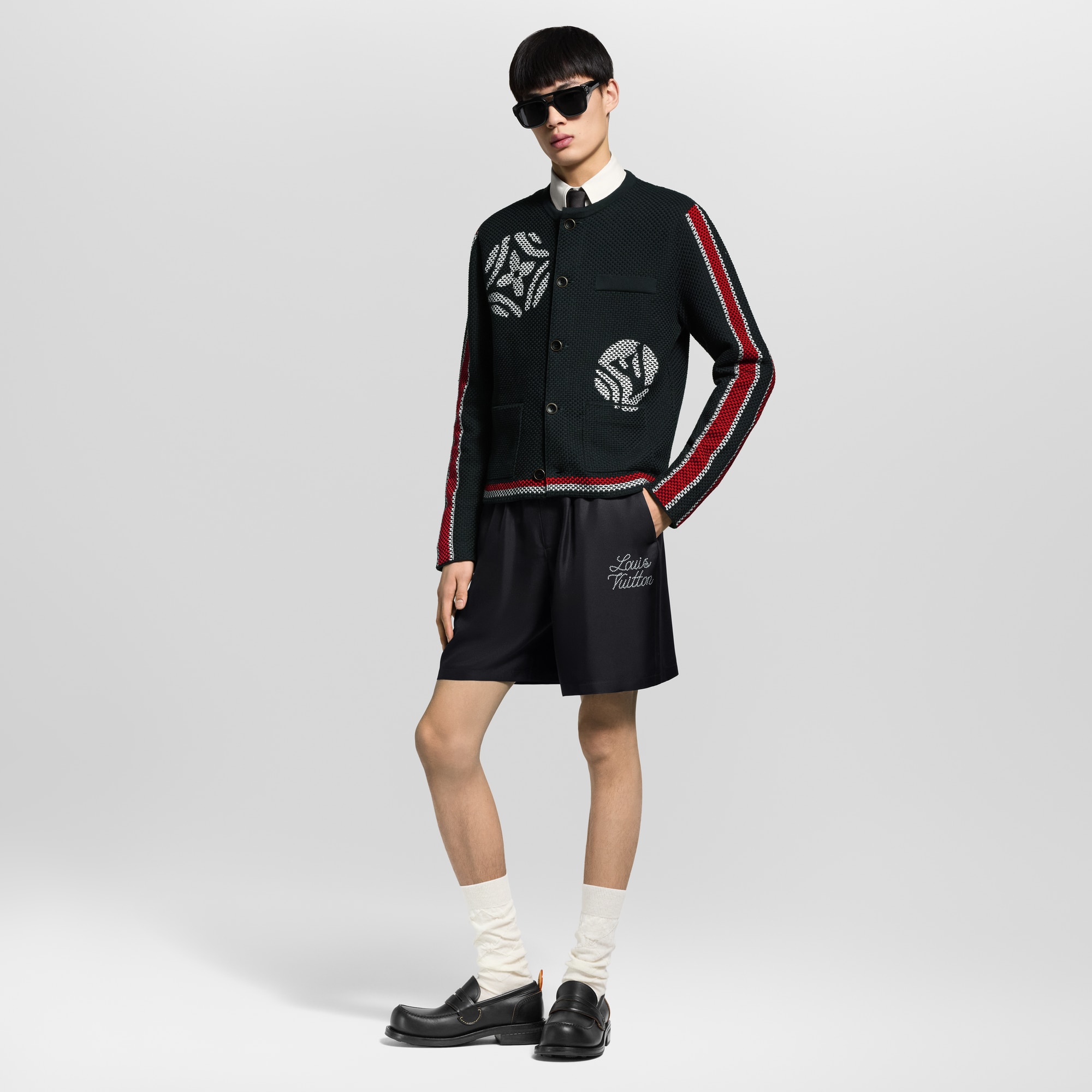 Printed Signature Silk Shorts  in Men