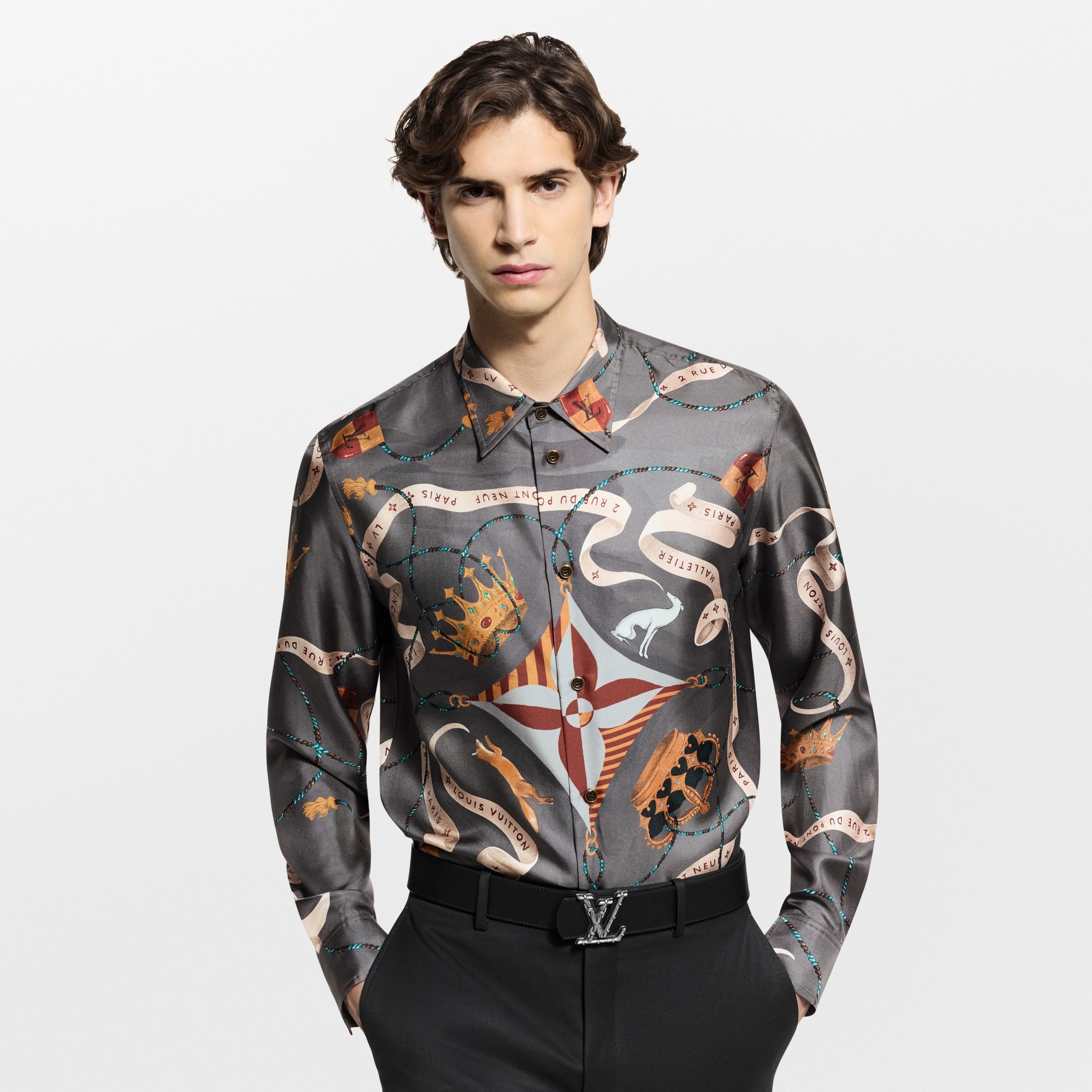 Printed Silk Shirt  in Men