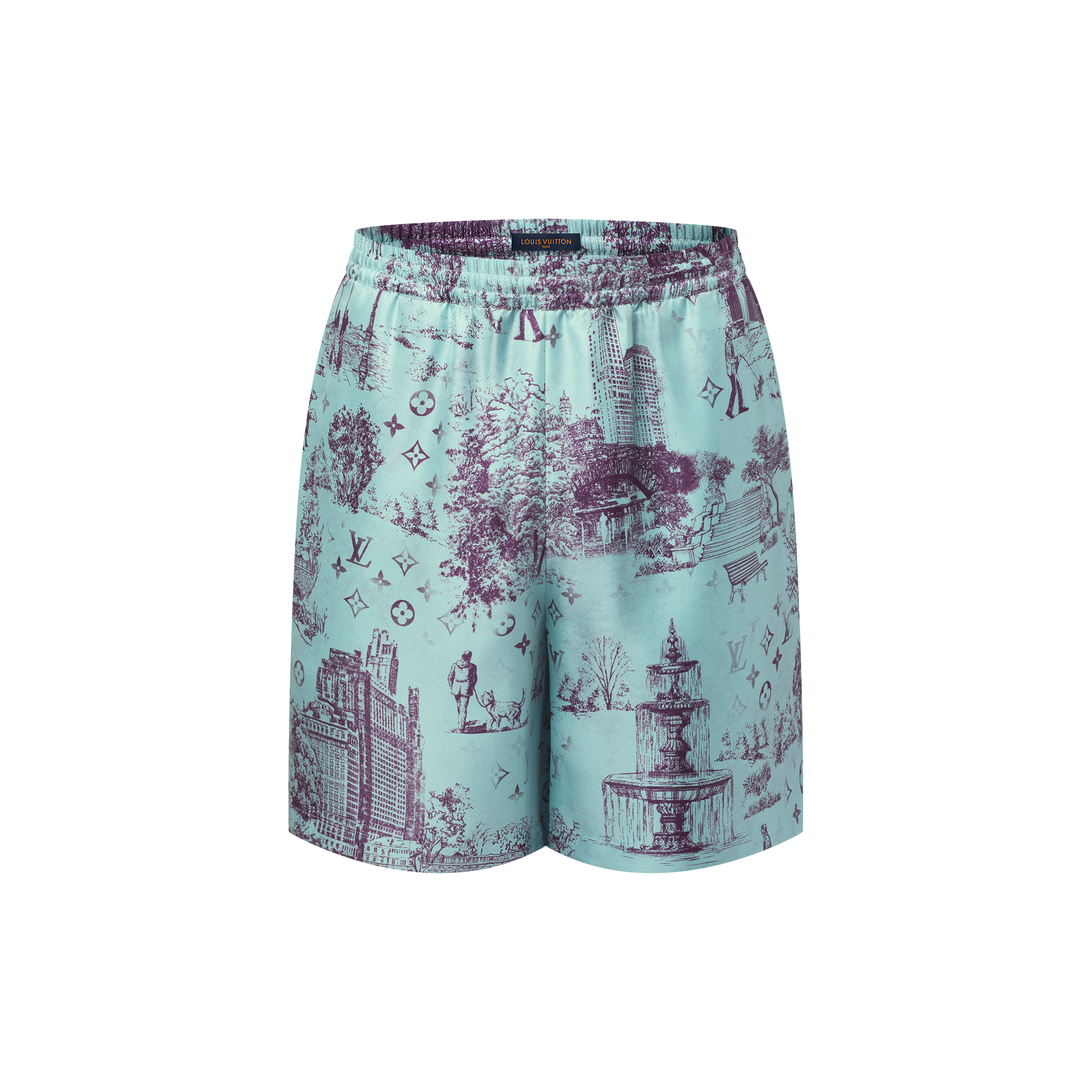 Printed Silk Shorts  in Men