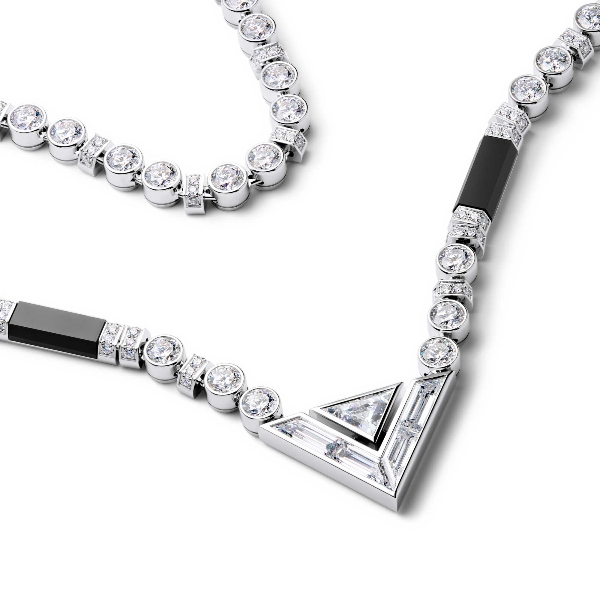 Pure V Necklace, White Gold, Onyx and Diamonds  in Les Extraordinaires