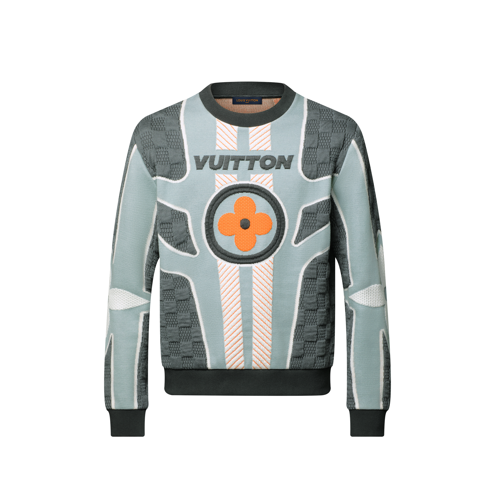 Quilted Cotton Blend Crewneck  in New