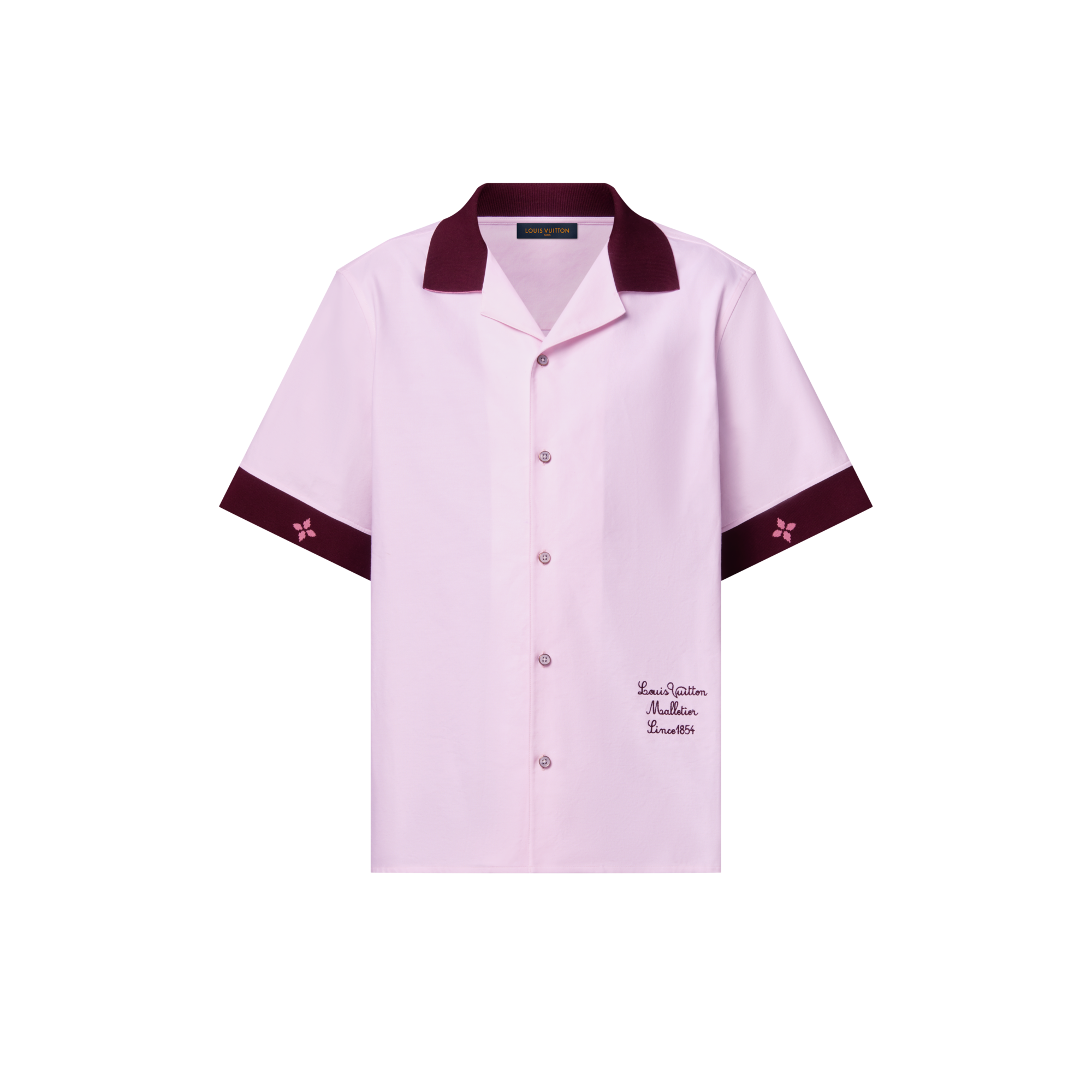 Ribbed Collar Short-Sleeved Shirt  in Men