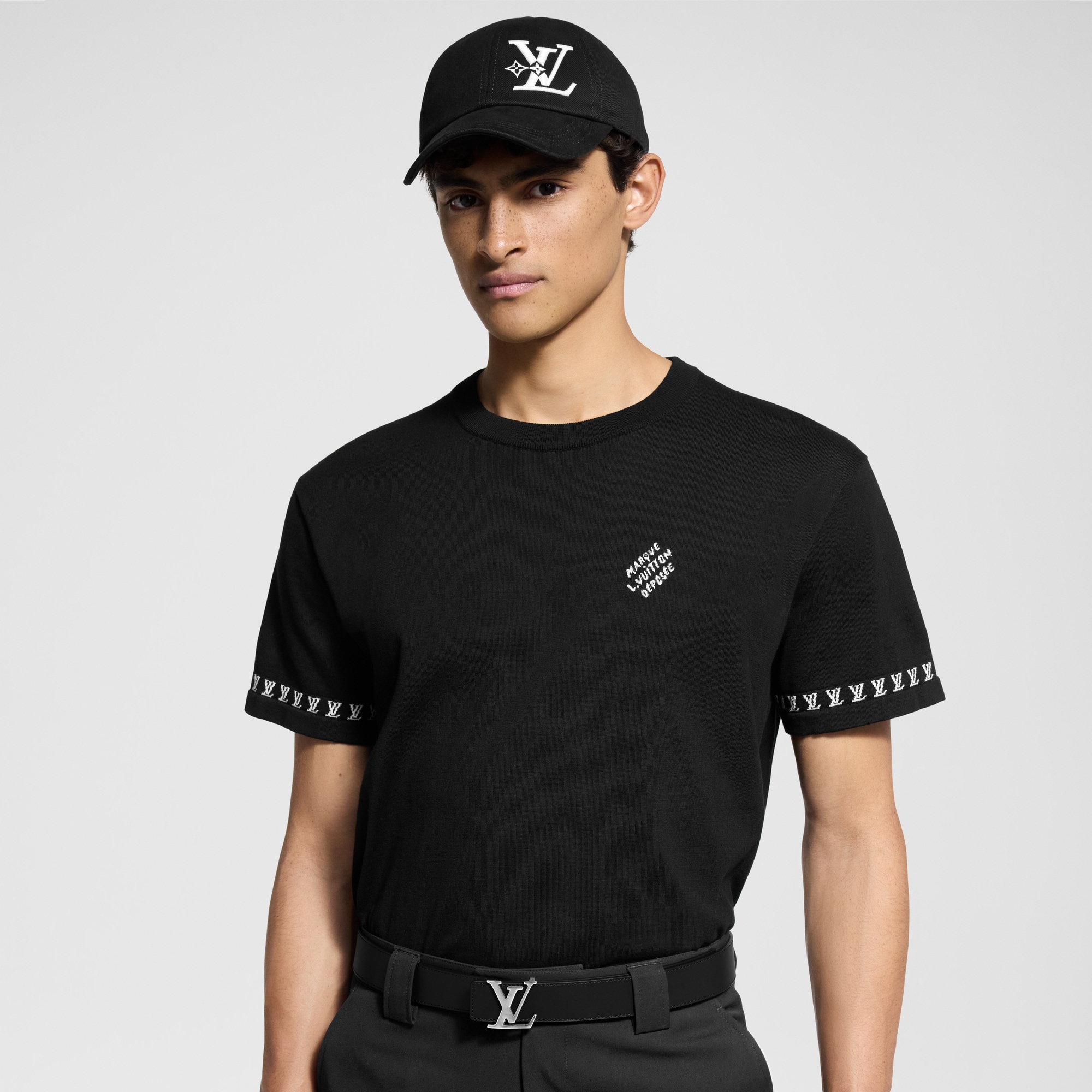 Short-Sleeved Cotton Crewneck  in Men