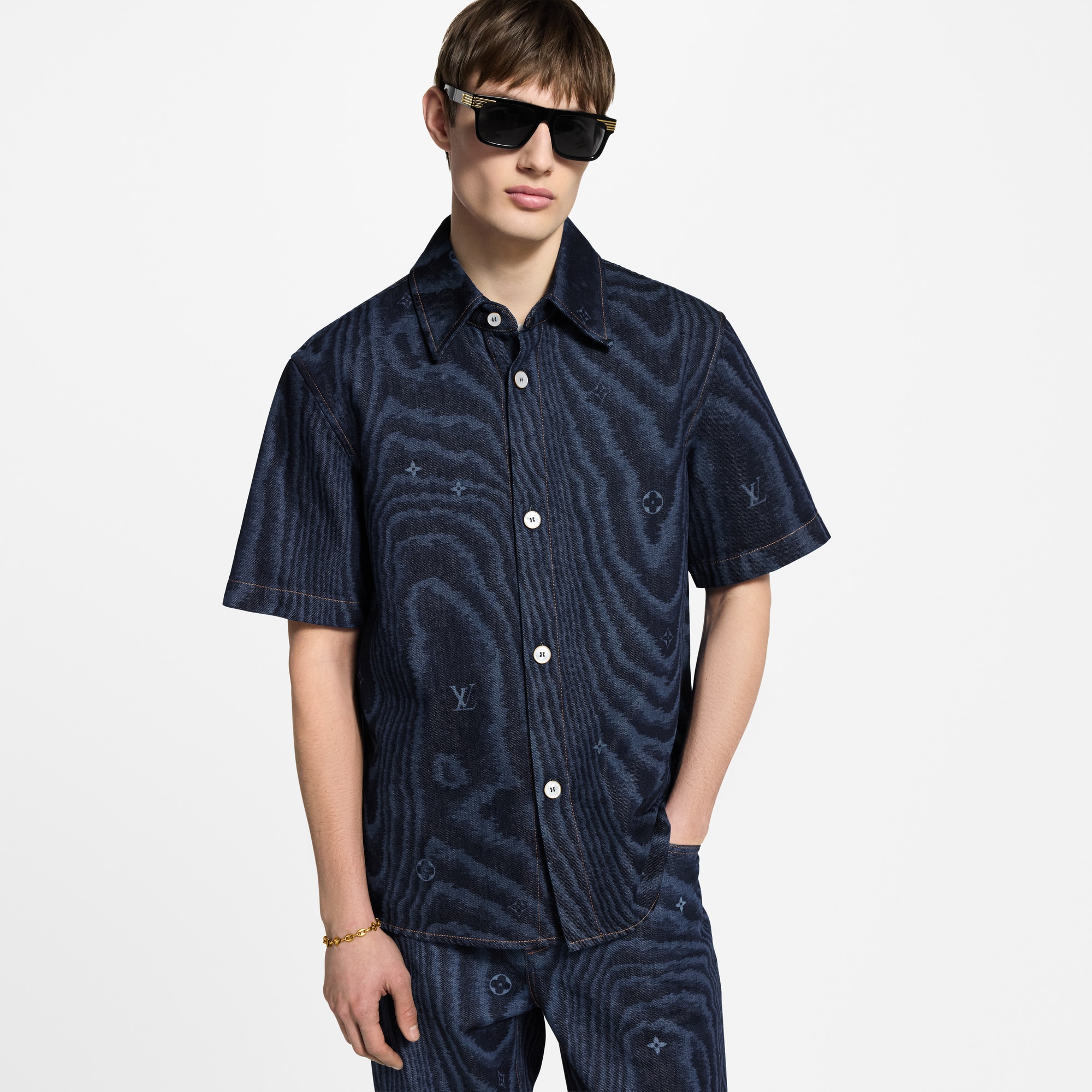 Short-Sleeved Denim Shirt  in Men