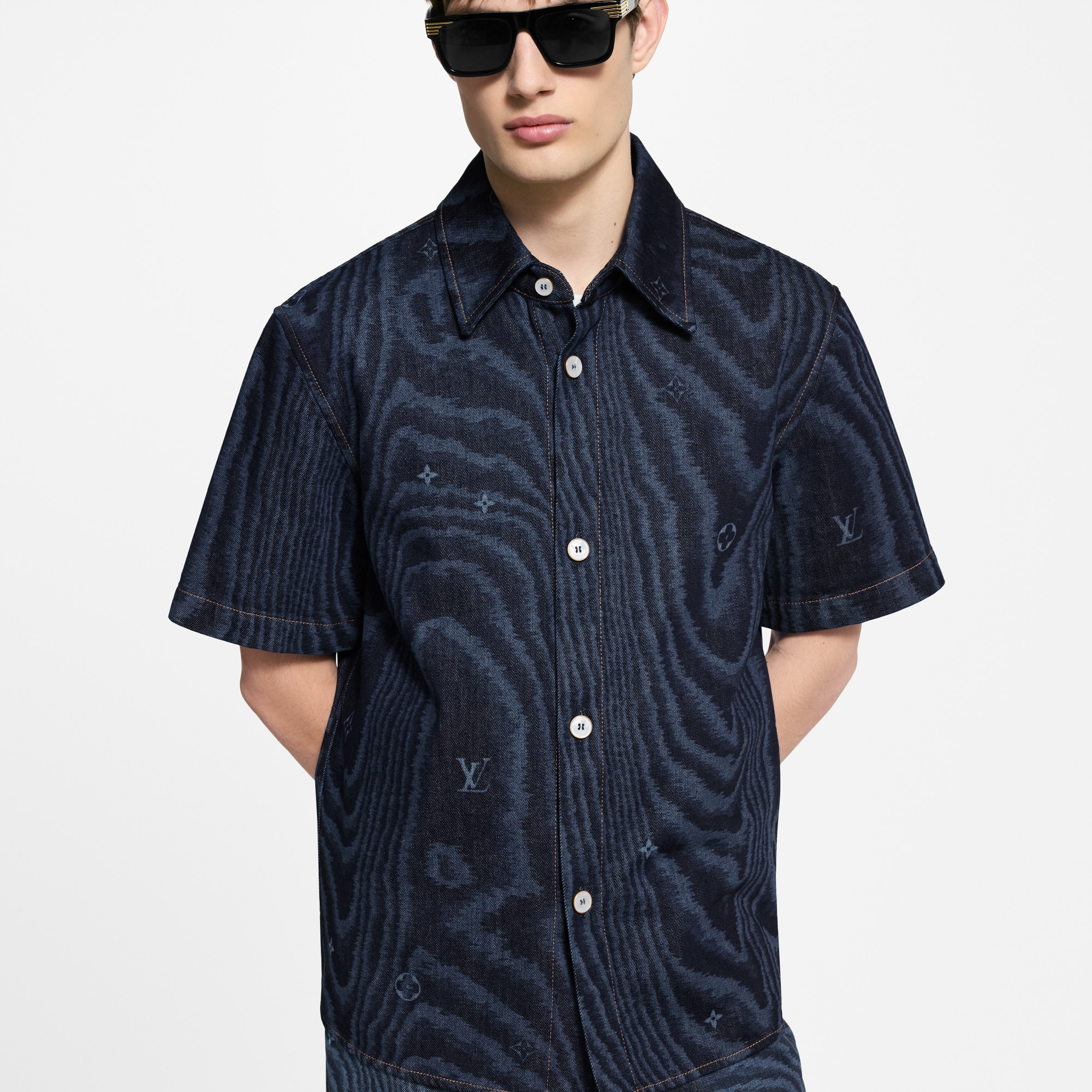 Short-Sleeved Denim Shirt  in Men