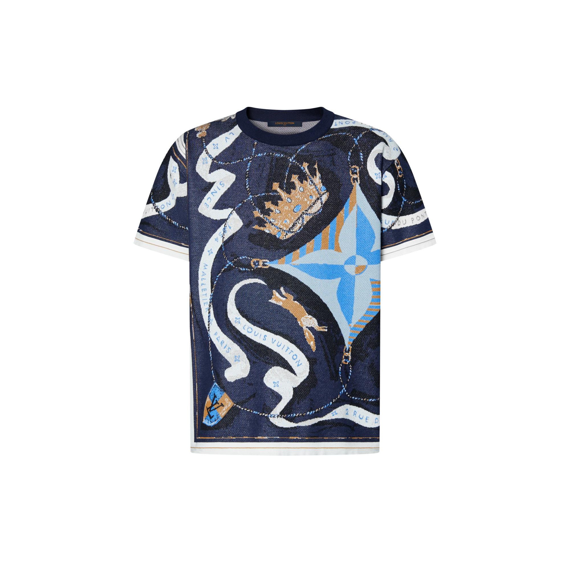 Short-Sleeved Jacquard Crewneck  in Men