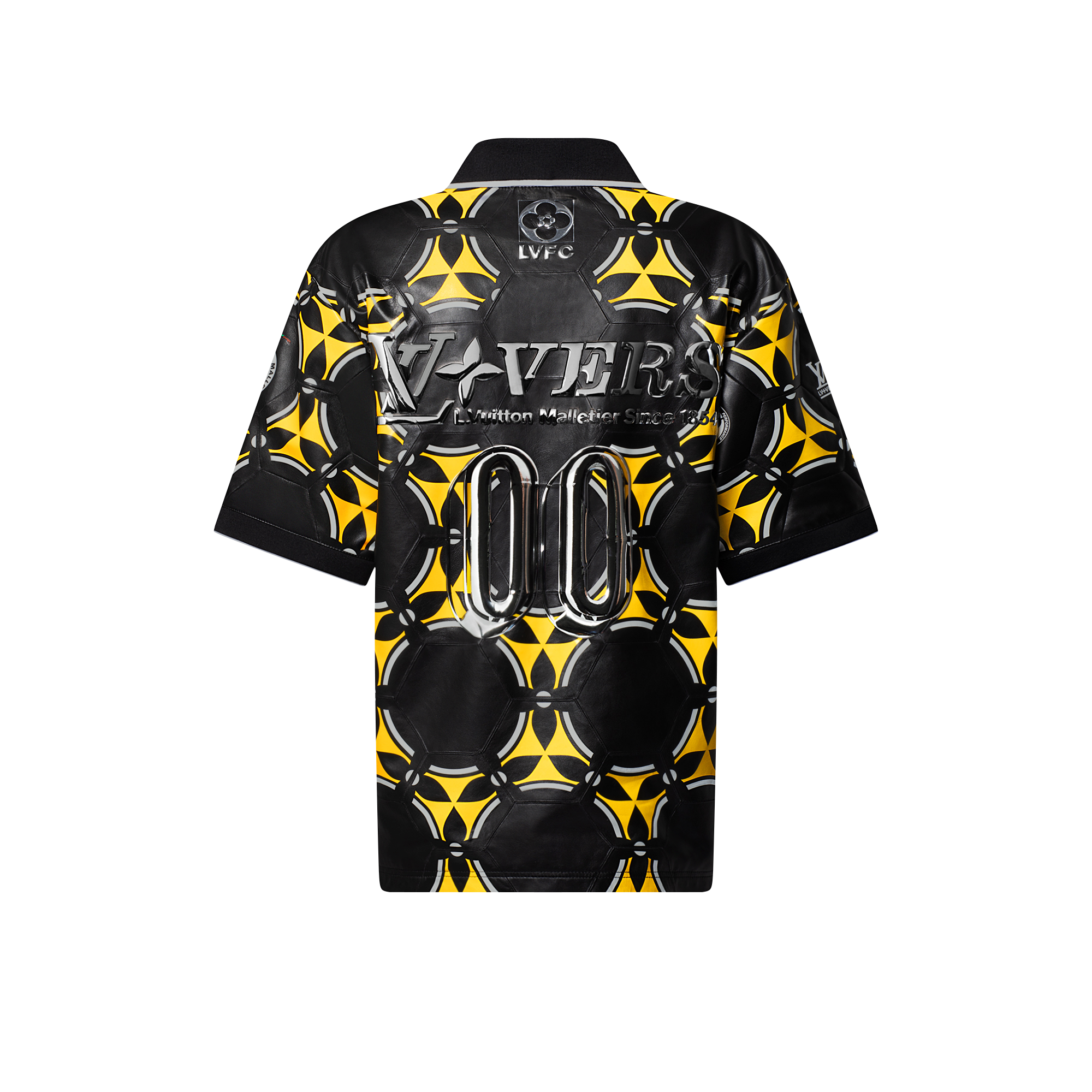 Soccer Ball Patchwork Leather Short-Sleeved Top  in Men