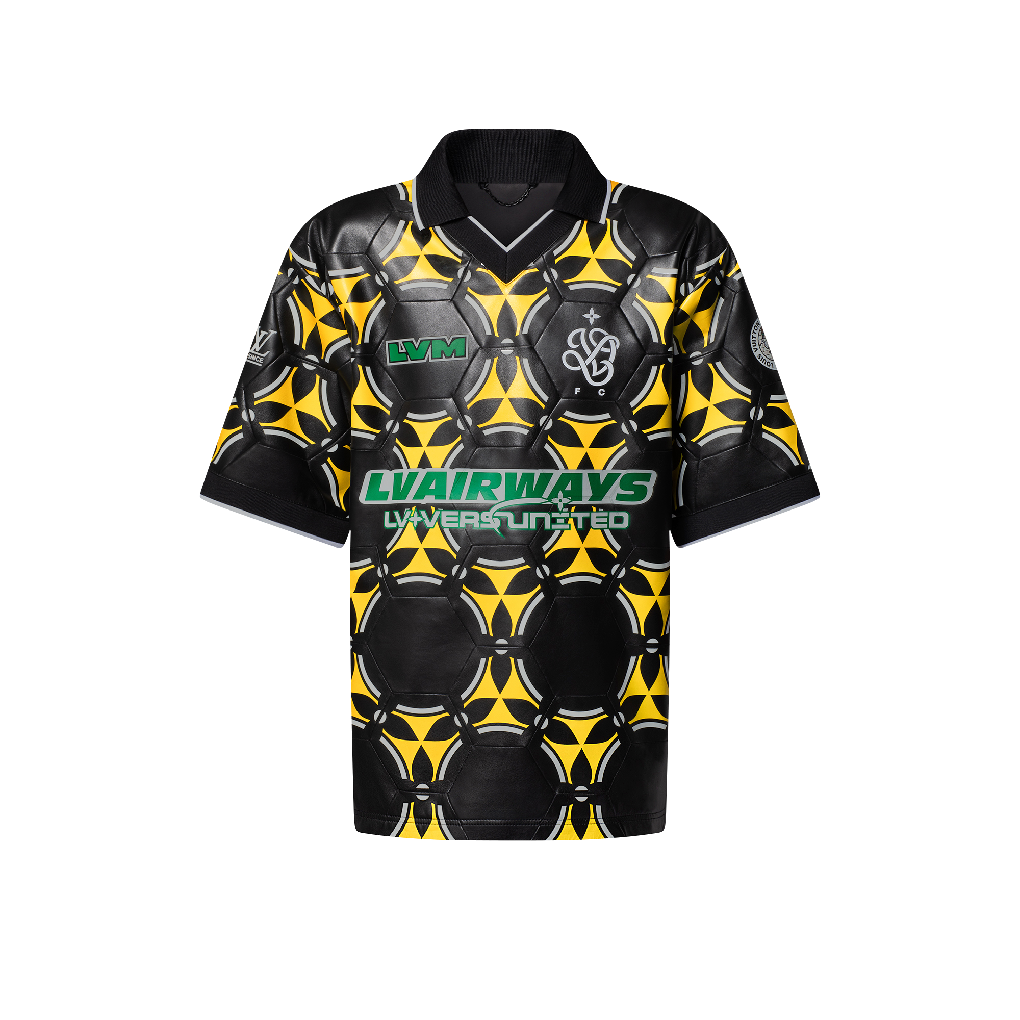 Soccer Ball Patchwork Leather Short-Sleeved Top  in Men