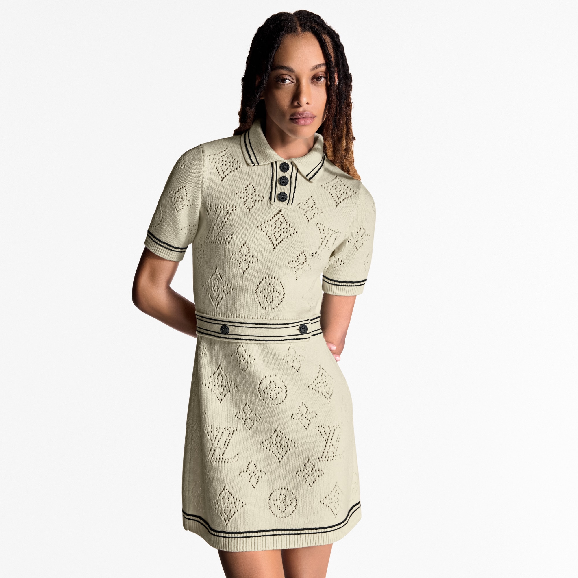 Stripe Accent Knit Polo Dress   in Women