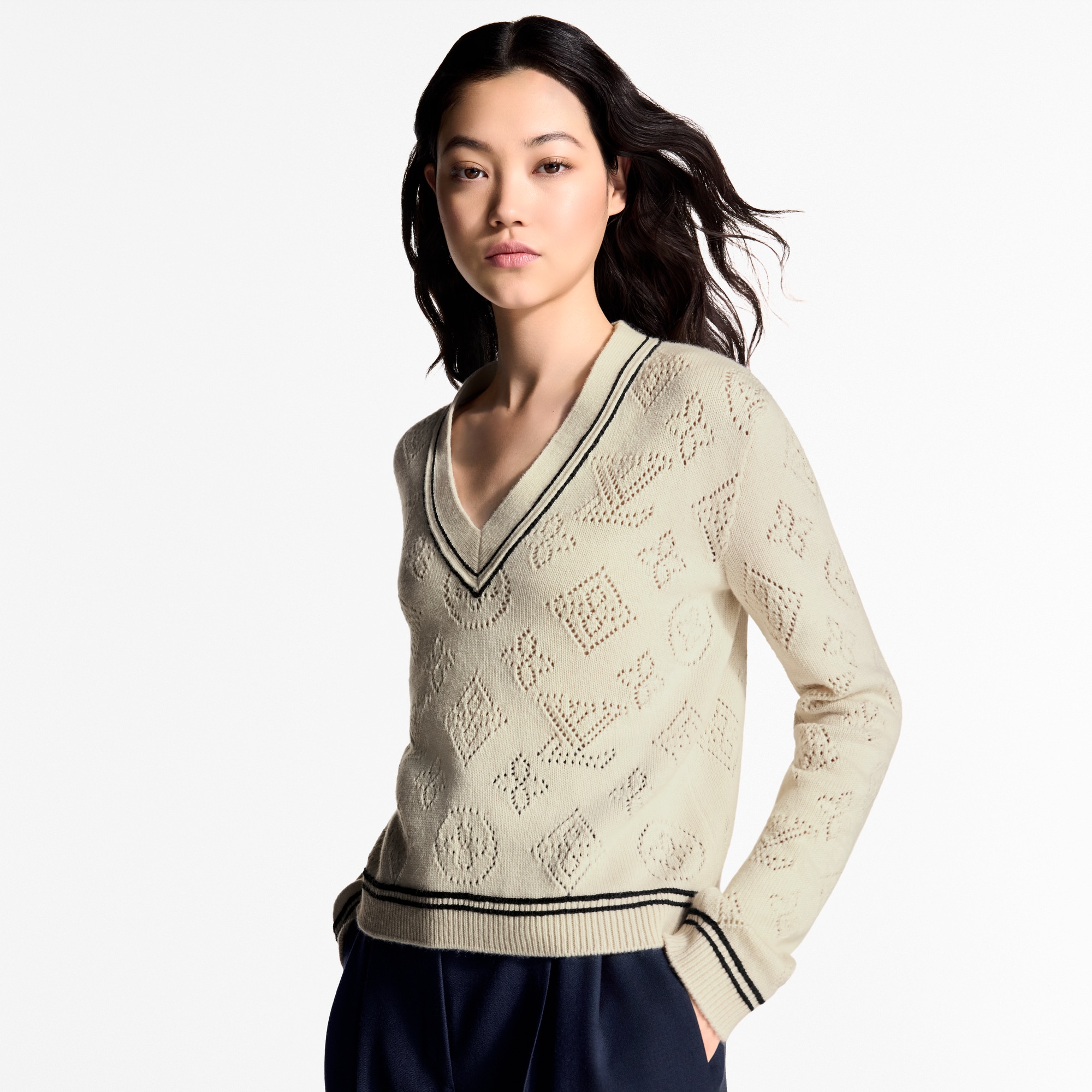 Stripe Accent Pullover   in Women