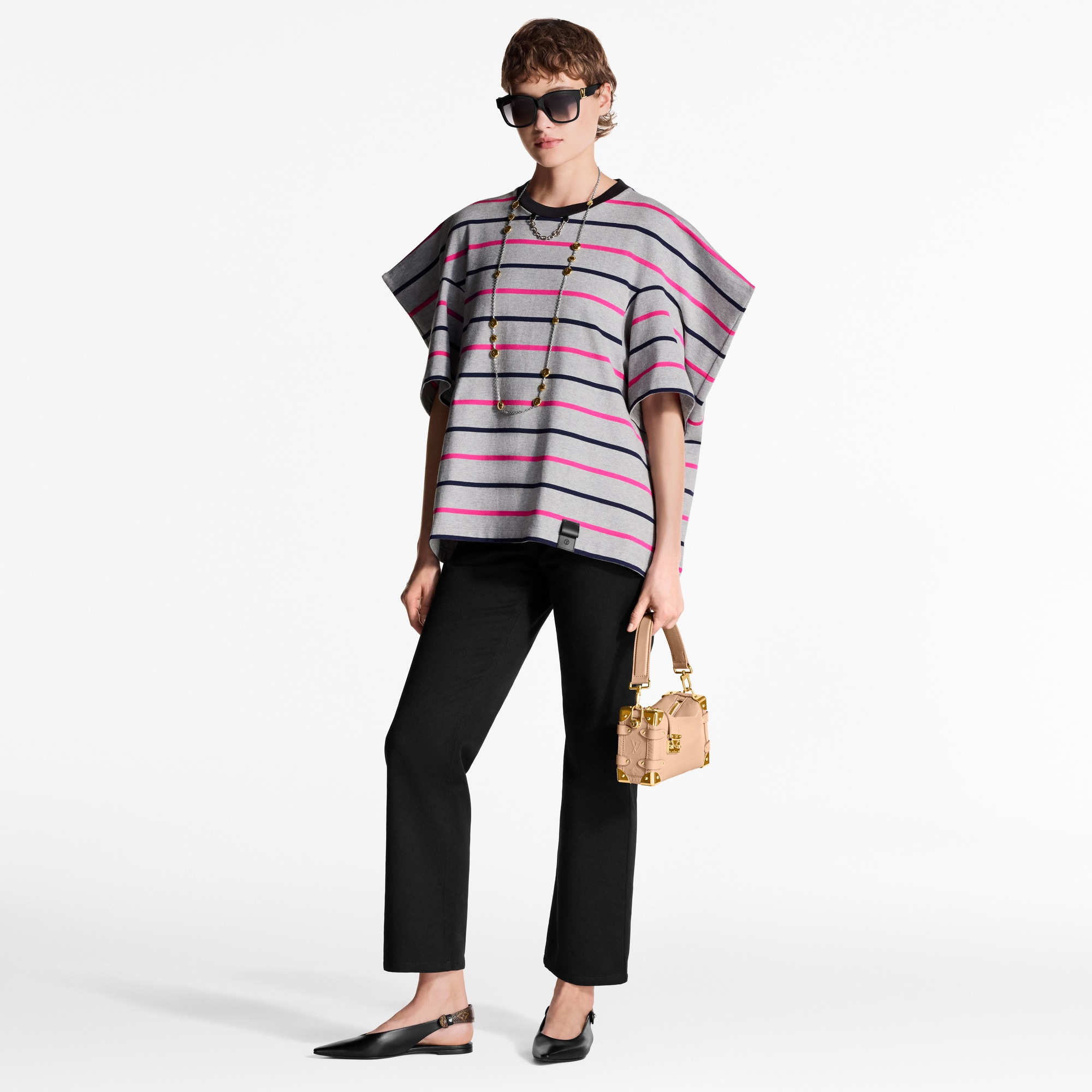 Striped Boxy Shoulder T-Shirt   in Women